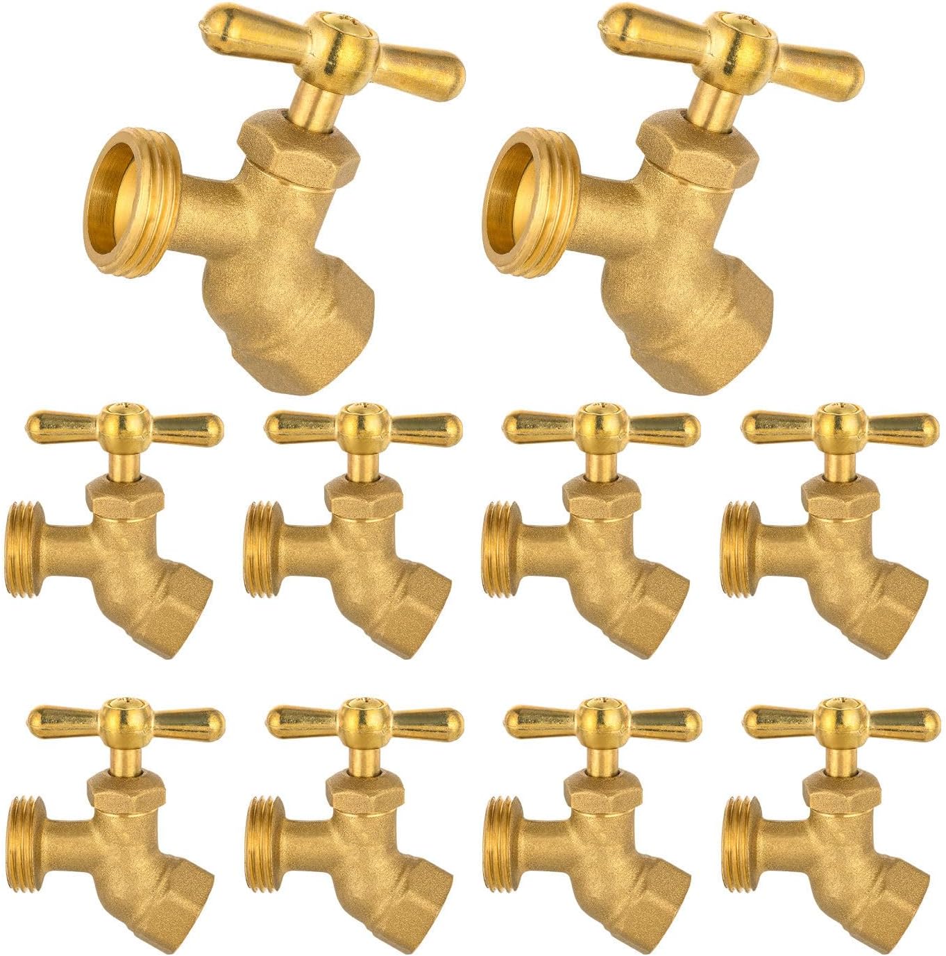 5 Pcs Hose Bibb Valve, 1/2" FIP x 3/4" MHT Brass No-Kink Plumbing Fitting, for Garden and Outdoor Water Connection