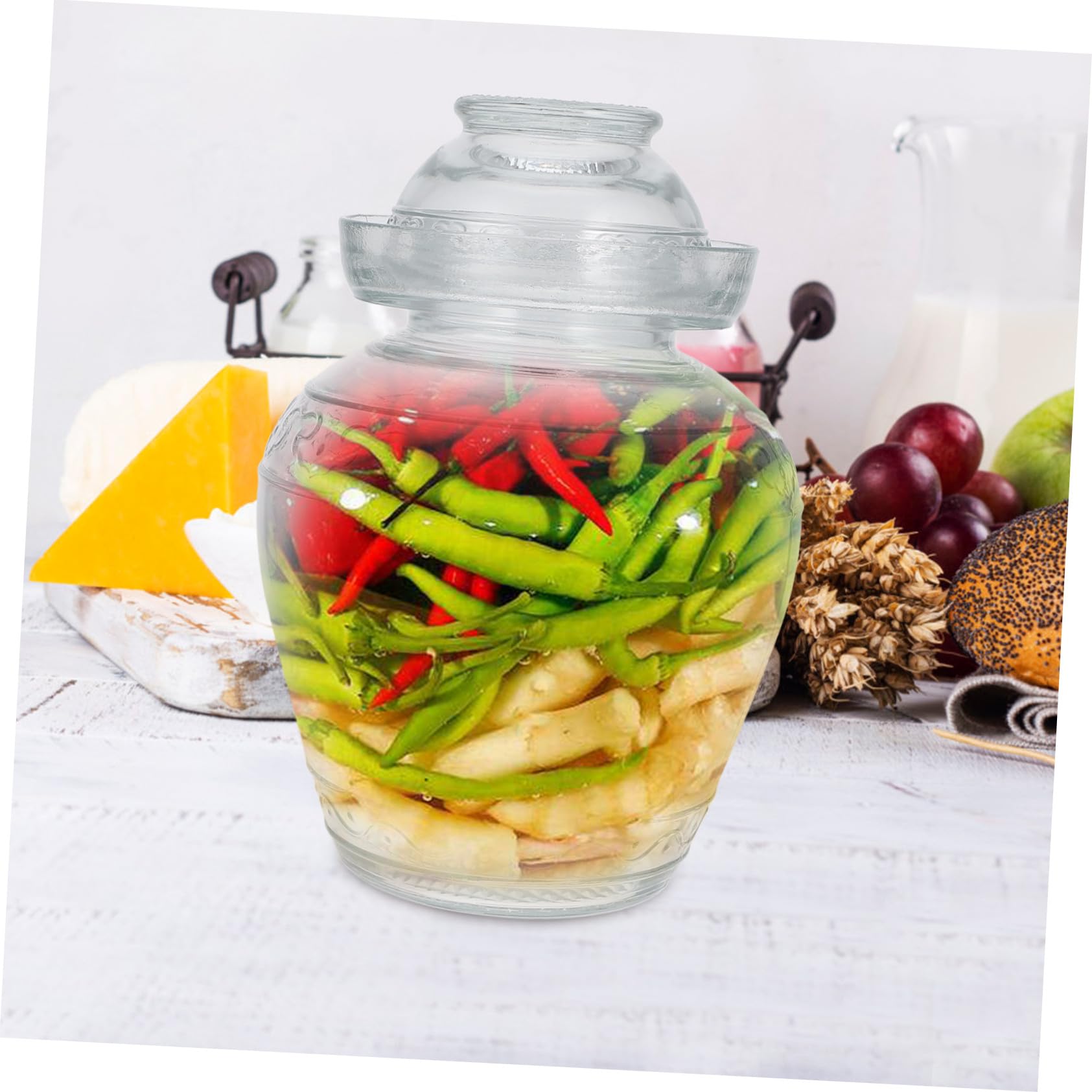 Verschlossenes Küchen Gurkenglas aus Glas mit Großem Fassungsvermögen und Glatter Oberfläche Stabiles Vorratsglas für Fermentierte Lebensmittel im Modernen Transparenten Design