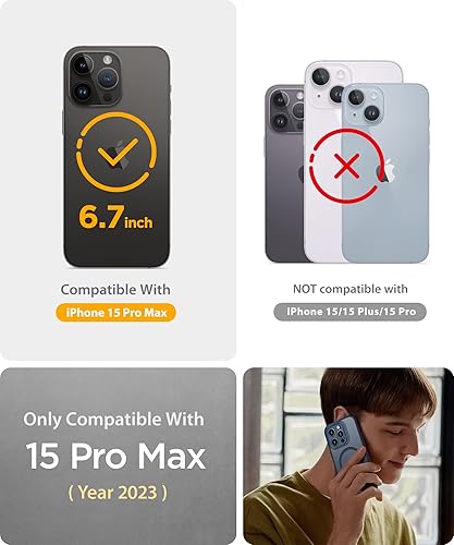 Miniatura 2 de Funda diseñada para iPhone 15 Pro Max, potente atracción magnética soporte de protector de cámara protección contra caídas de grado militar cubierta
