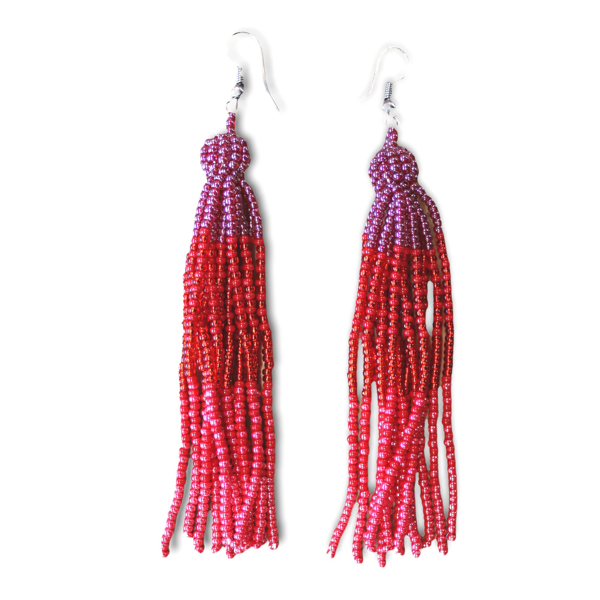 Bauble Zulu Earrings - Red | by Woza Moya (Come Spirit of Change) | Handmade by The Hillcrest AIDS Centre Trust Crafters in South Africa