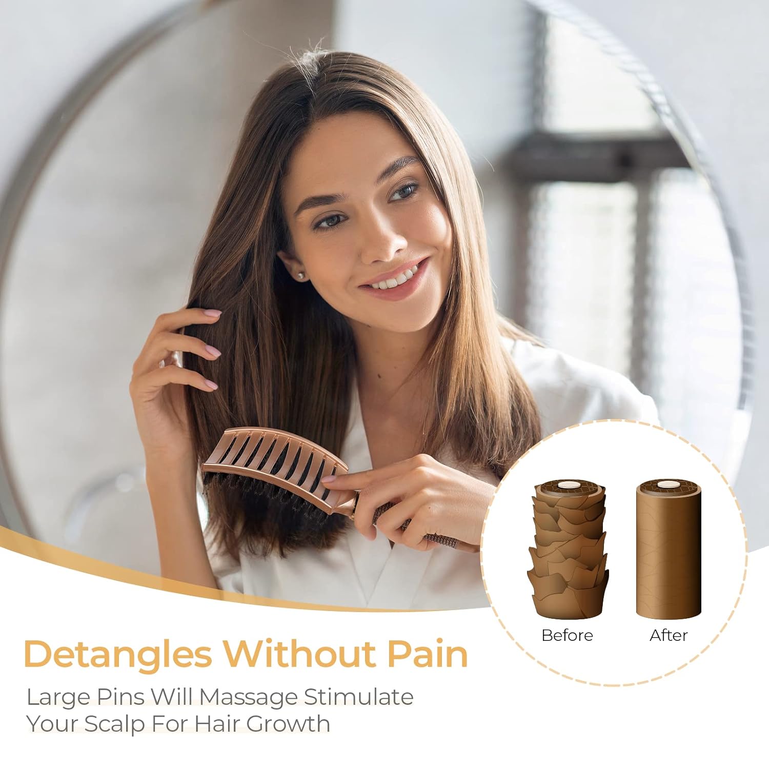 Hairstreaq Detangling Brush, HIPPIH Vented Boar Bristle Hair Brush for Faster Blow Drying, Vented Detangler Brush for Women Men Wet and Dry Hair, No Pull No Tangle Hair Brush Make Hair Shiny & Healthier : Beauty & Personal Care