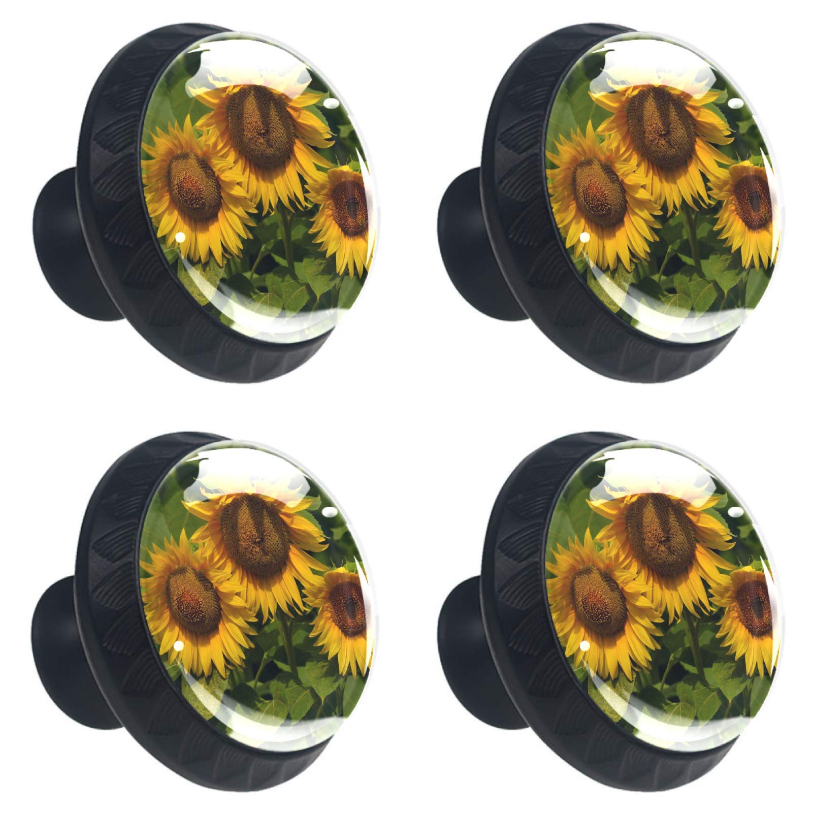 Boutons de tiroir en cristal 30mm jaune poignée armoire fleur lot de 4