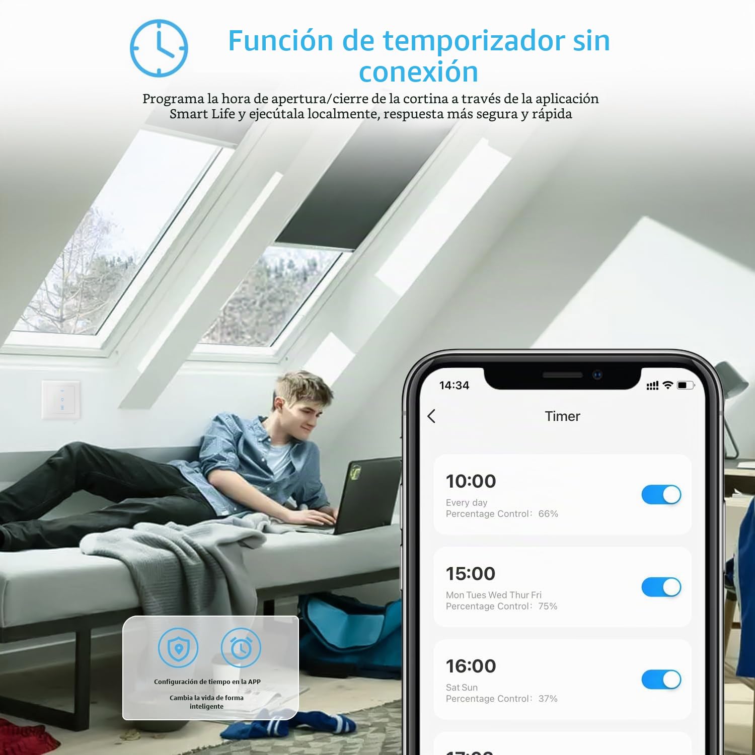 SMARTERCURRY Interruptor de persiana enrollable WiFi, [7 Gen] Temporizador inteligente de persiana enrollable, control persianas/persianas/toldos, compatible Alexa/Google Assistant, 4 piezas | Blanco