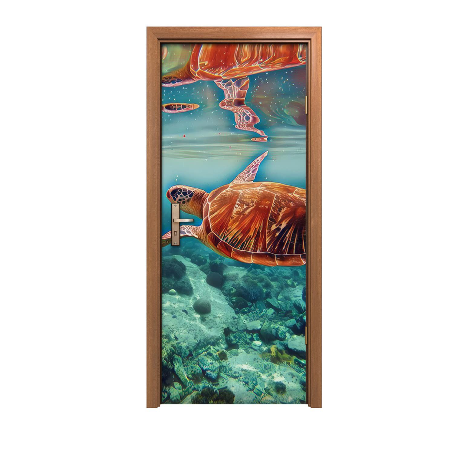 Autocollant de porte 90x200cm décoration murale design intérieur eau de tortue