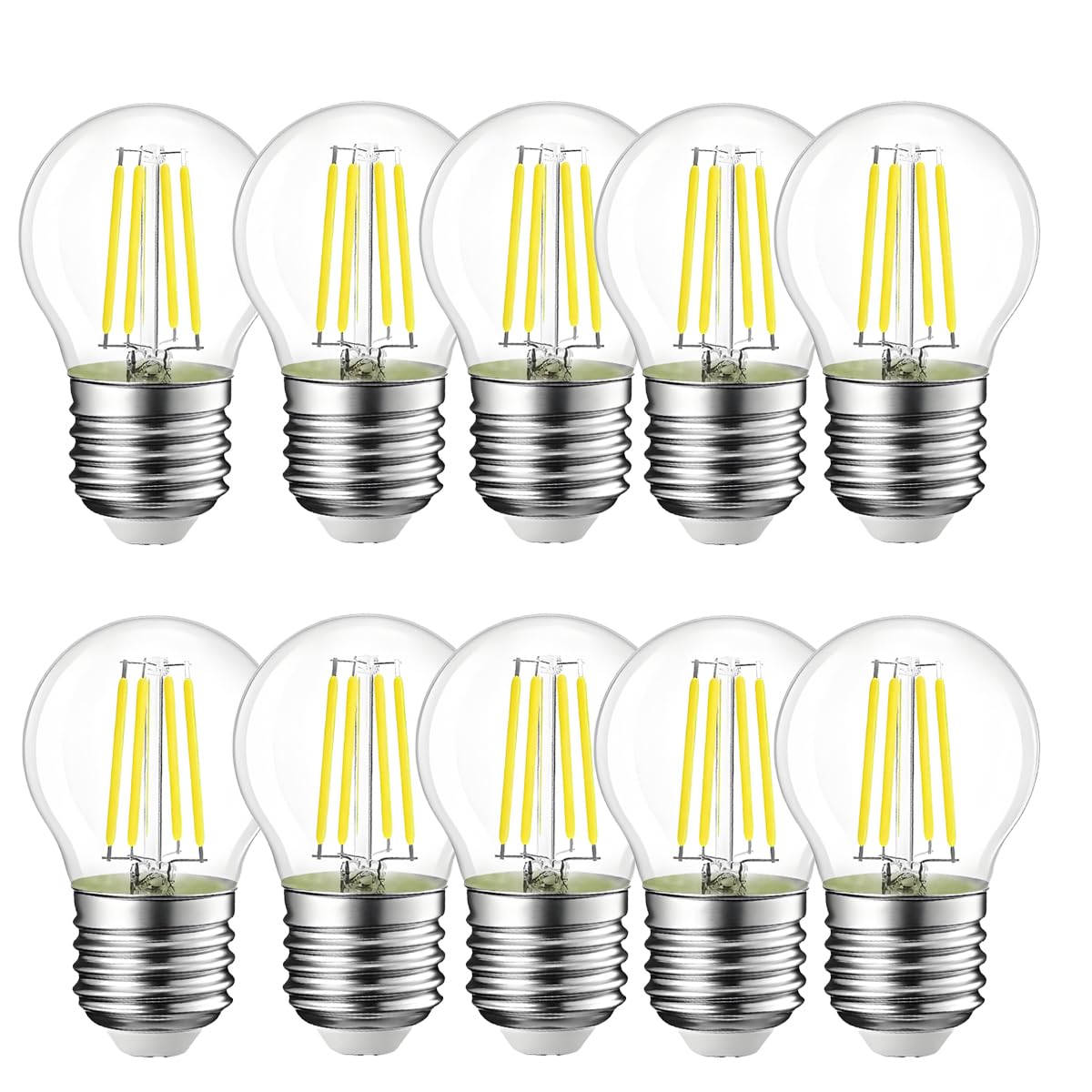 WULUN 10 Stück E27 4W LED Filament Lampen, Edison G45 Mini Globe Lampe, Glas Klar, 6000K Kaltweiß, 400 LM, 360° Abstrahlwinkel, Nicht Dimmbar, Entspricht 40W Glühlampe, AC 220-240V… (Kaltweiß, E27)