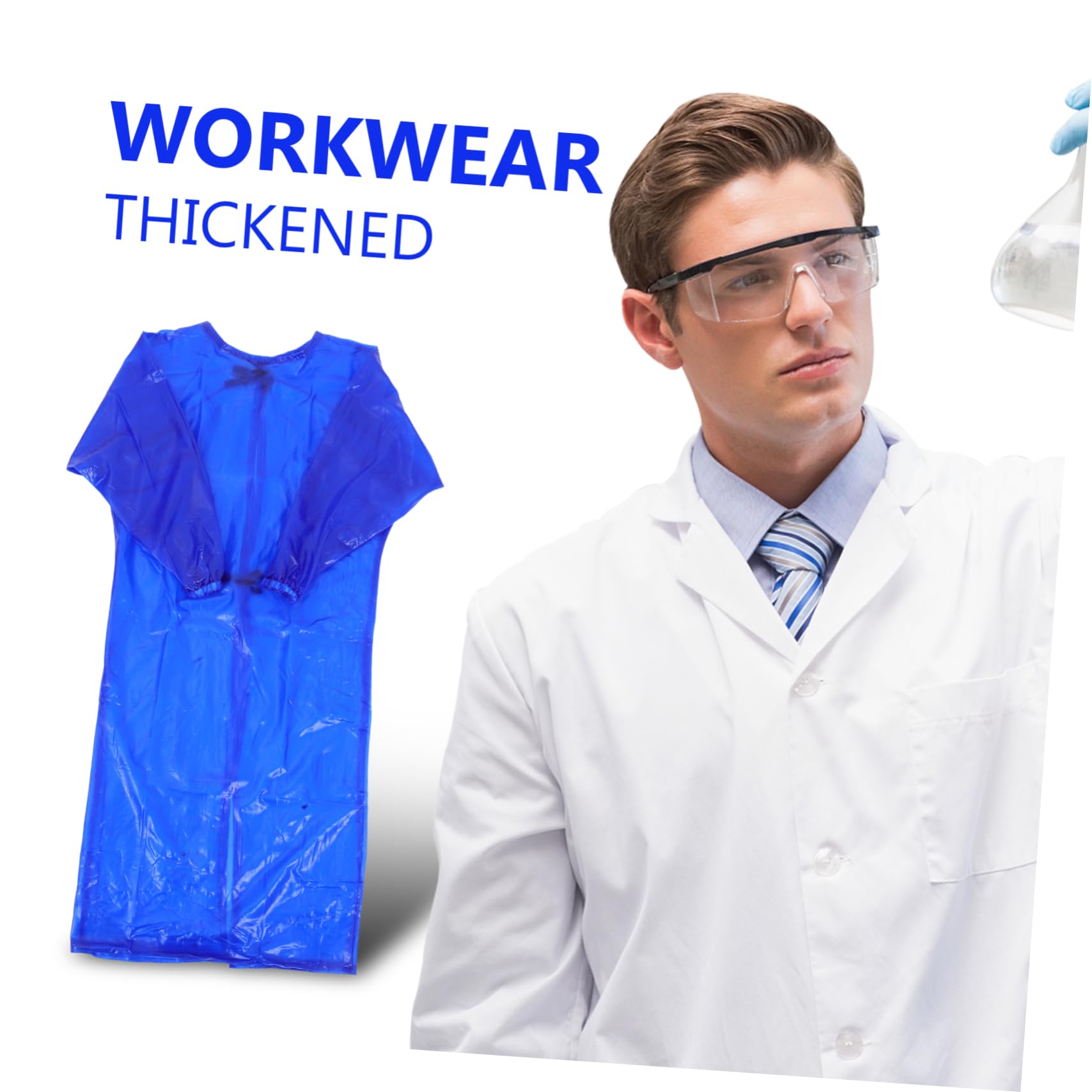 NUOBESTY Langarmbluse Laborkittel Wasserdichte Schürzen Geschirrspülschürze Wasserdicht Schürzen Masse Küchenschürzenärmel Laborjacke Bulk-schürzen Blue Pvc