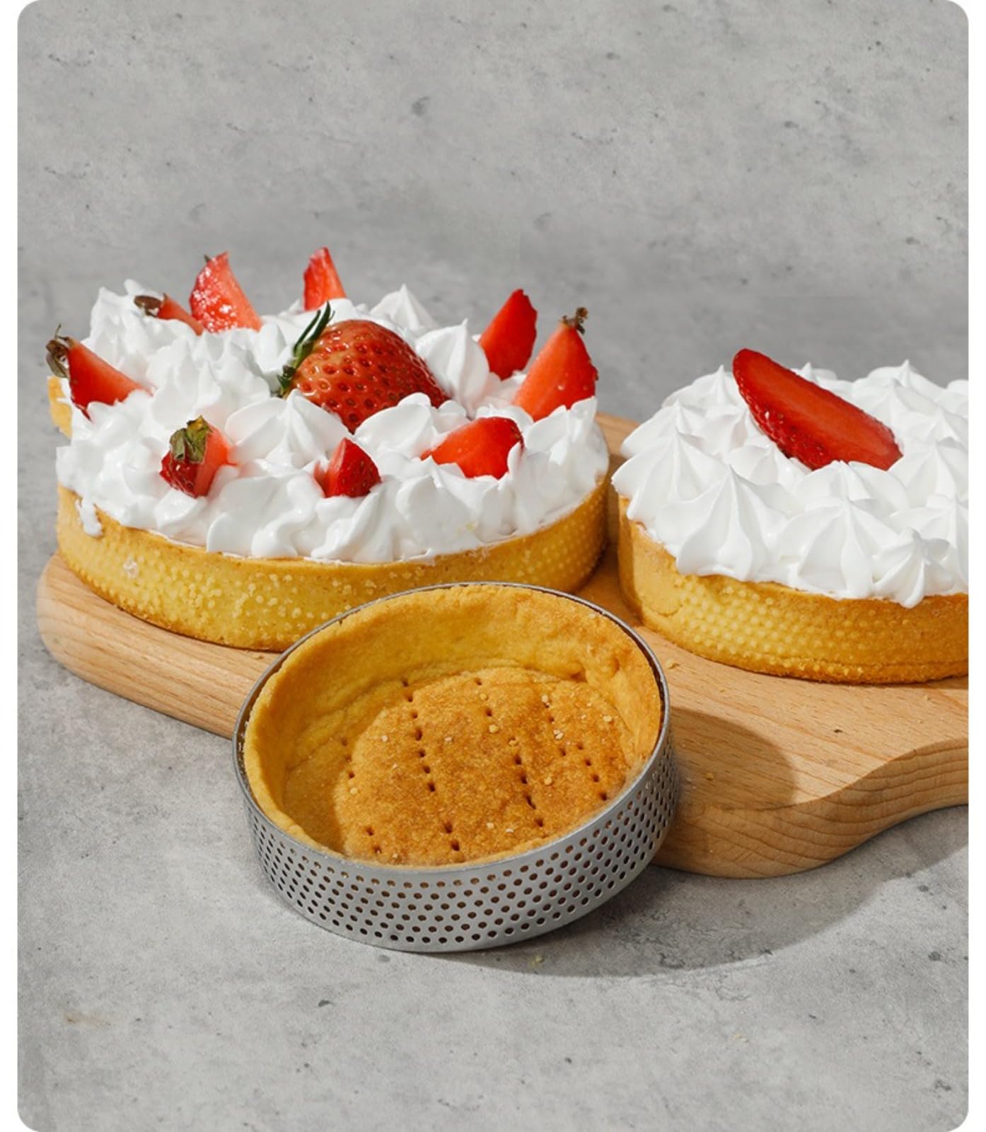 Lot de 10 anneaux à tarte perforés en acier inoxydable 304 anti-adhésif pour pâtisserie, dessert, petites croûtes de tartelettes aux fruits