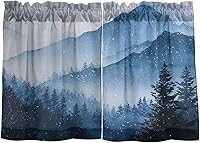 Vista 52 de Cortina de café de media ventana, cortinas de nivel para baño, cocina, dormitorio, sala de estar, juego de 2 paneles de flores