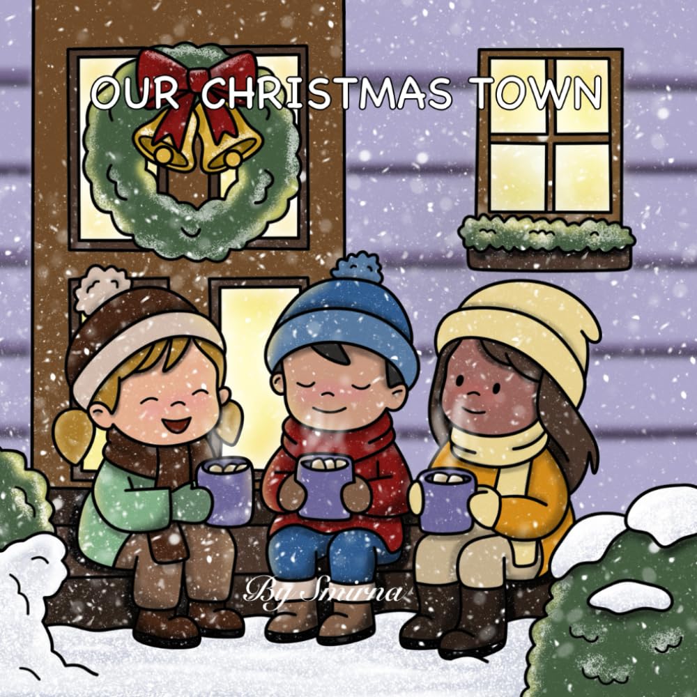 Our Christmas Town: Christmas coloring book for adults and kids