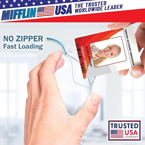 Miniatura 3 de Mifflin Soporte vertical para tarjetas de identificación sin cremallera (transparente, 2.25 x 3.5 pulgadas, paquete de 100), bolsa de plástico de
