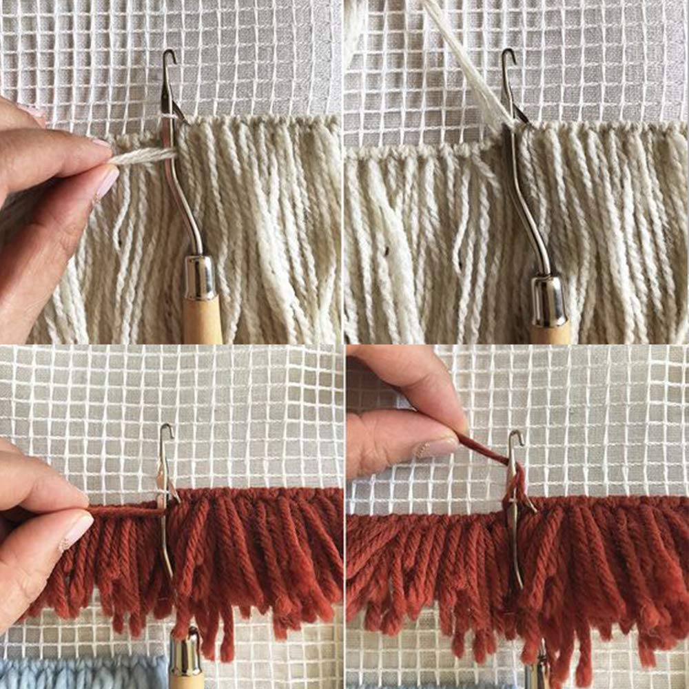 Kit per tappeto da 50,8 x 30,5 cm con punto fermo a punto smirne, tappeto da pavimento con uncinetto in legno, kit fai da te, per bambini e adulti