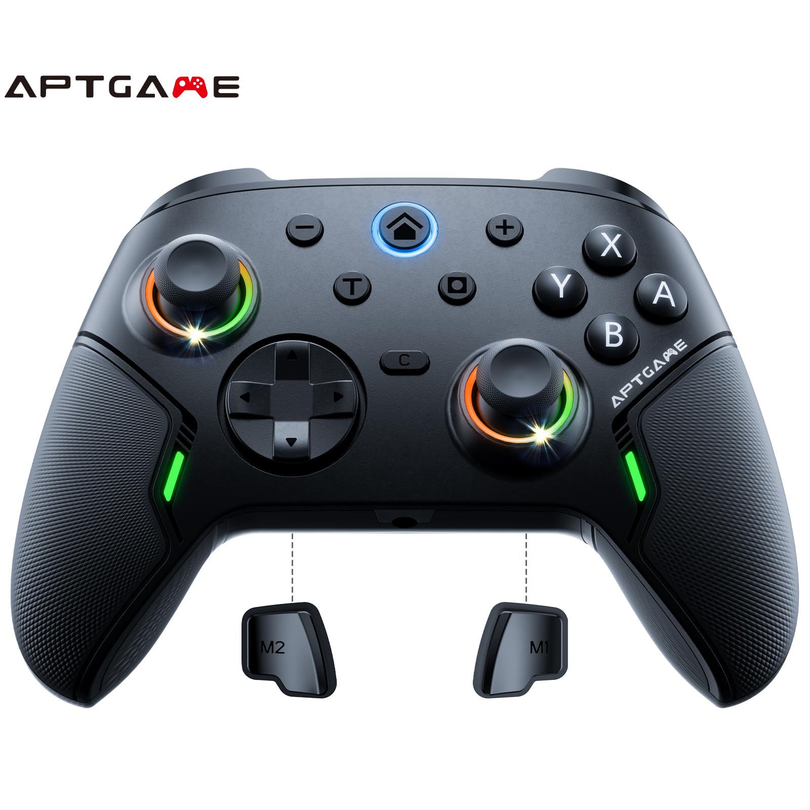 APTGAME™ Wireless Controller for Switch/Lite/OLED/Switch 2/PC/Android/iOS Bluetooth Controller for Switch Remote Joystick, Hall Joysticks/Trigger,1000Hz Polling Rate, Turbo, Dual Vibration and Screenshot Function,Ergonomic