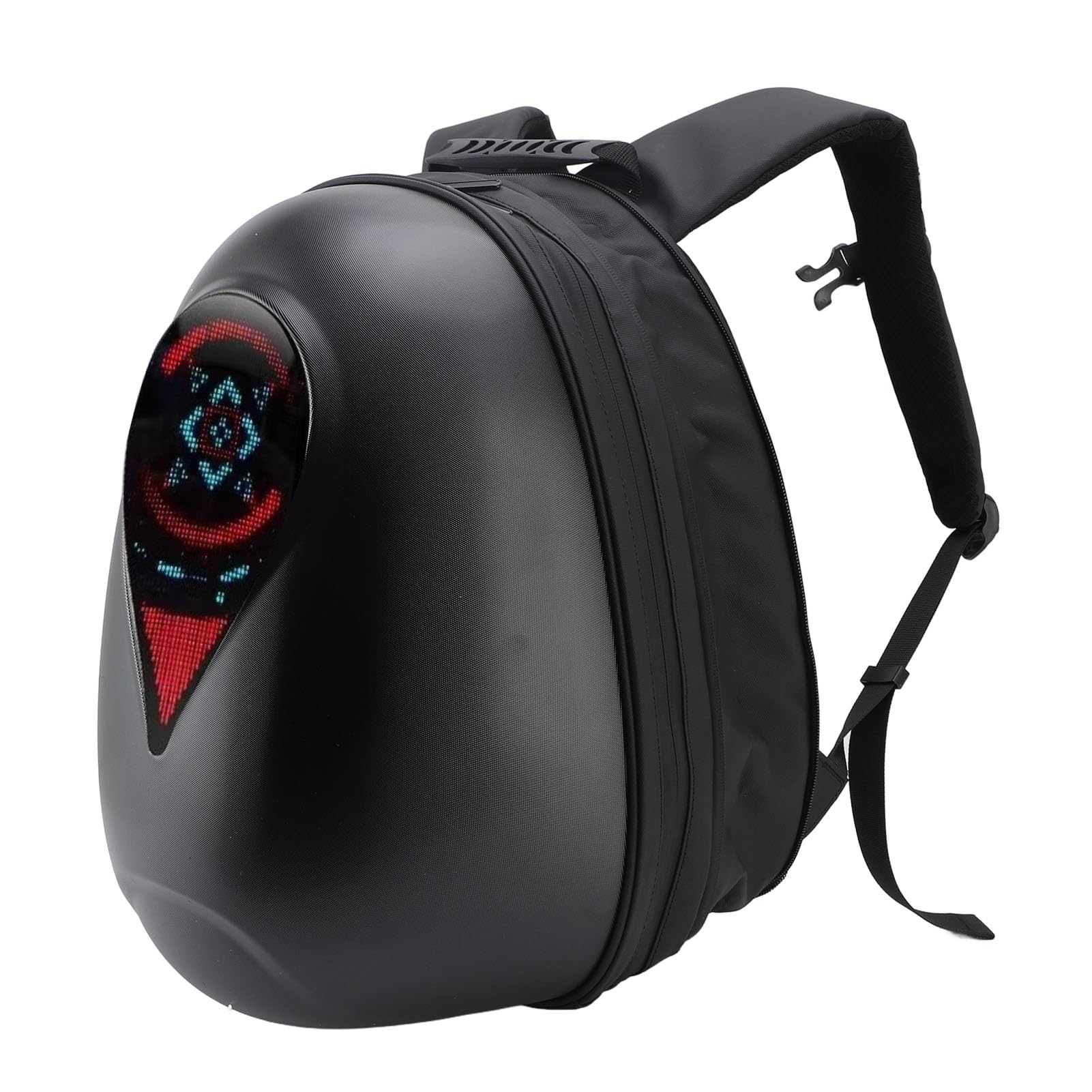 Sxhlseller Stylowy plecak z twardą obudową z ekranem LED, zasilany przez USB, dla motocyklistów, konfigurowalna torba jeździecka na kaski półtwarzy