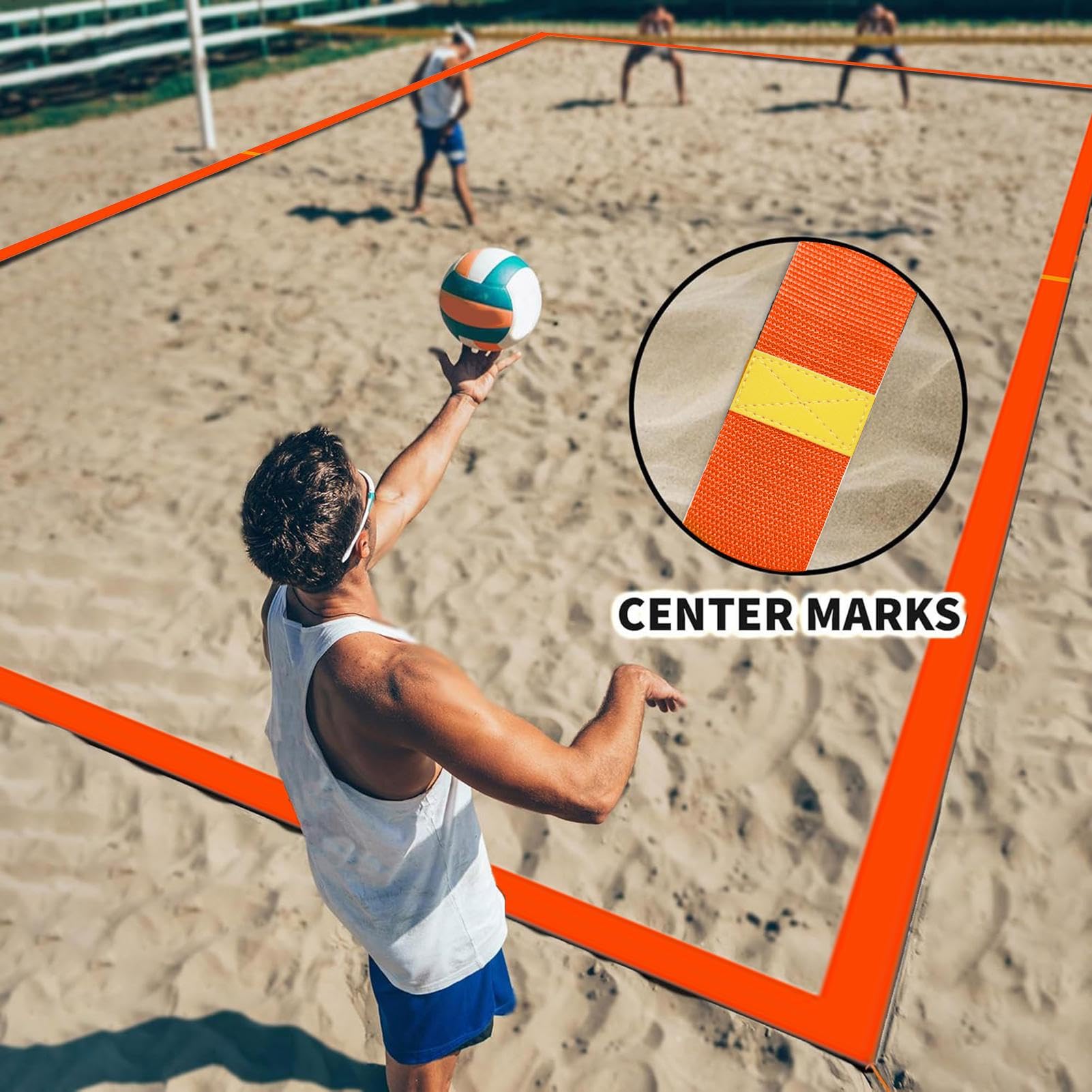 Sandvolleyball-Linien Abgrenzungsseil-Set Zubehörteile Für Sportplätze | Hinterhof-Volleyballplatz-Begrenzungslinien Für Rasen, , Gras, Park, Camping Und Picknick