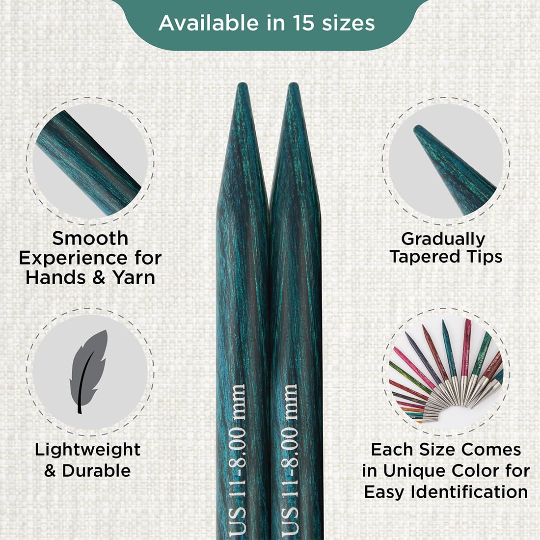 KnitPro Dreamz Interchangeable Circular Needles 4" (10cm), Royale Blue, 8.00mm - Image 3