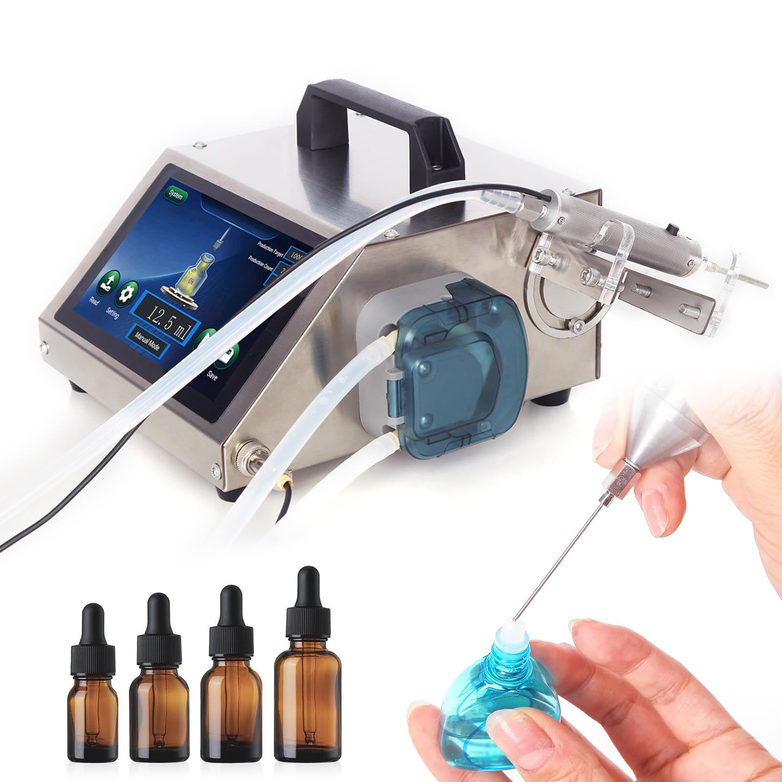 ZHLINGQ New Liquid Filling Machine for Small Bottles, Automatic Bottle Filling Machine with Lcd Control and Precision Needle Nozzle, Quantitative Liquid Filler for Essential Oil, Perfume HD1370