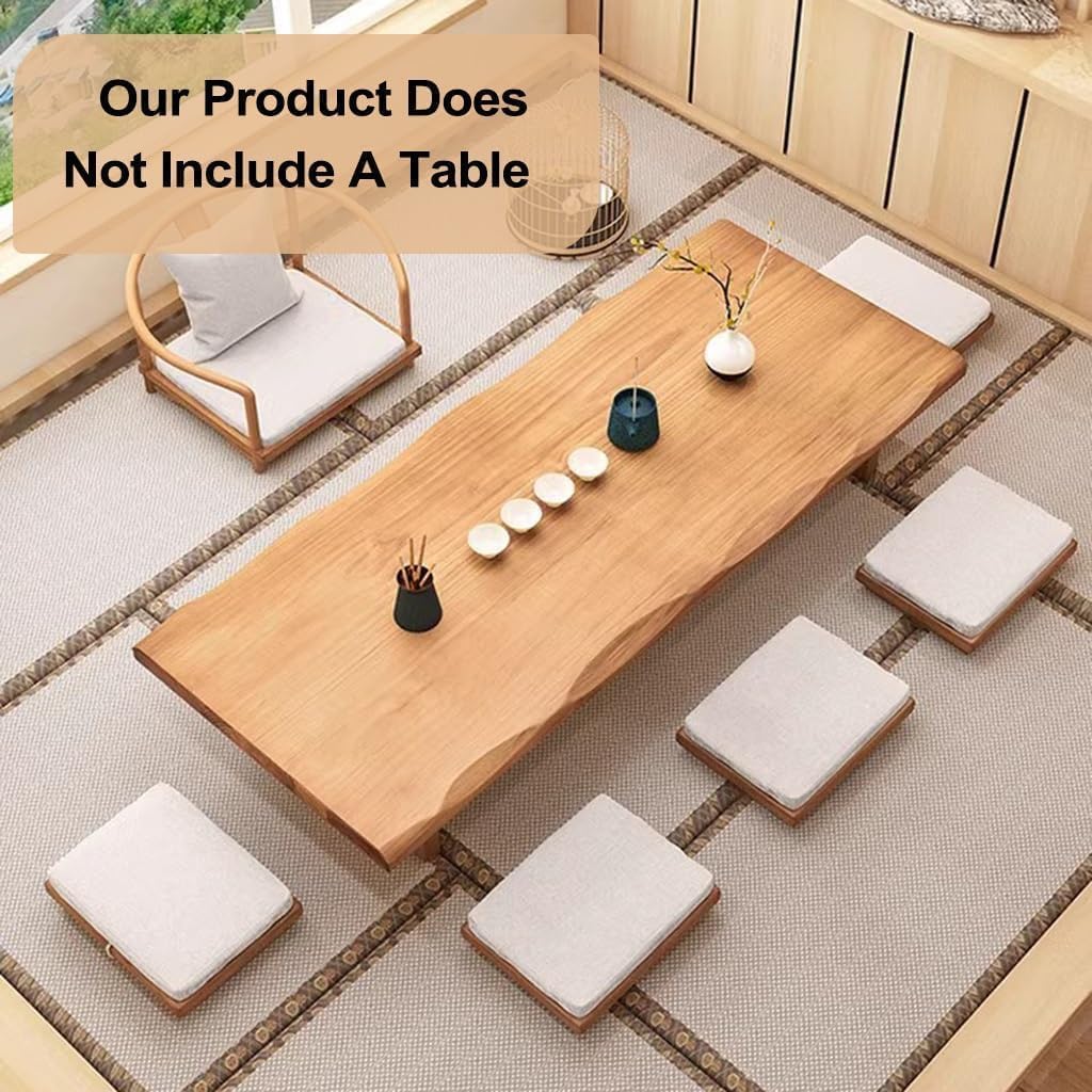 Silla de meditación de suelo, silla de cojín tatami de madera, silla de salón con ventana de bahía con cojín suave, para leer, televisión, juegos en dormitorio, dormitorio y rincones de ventana de
