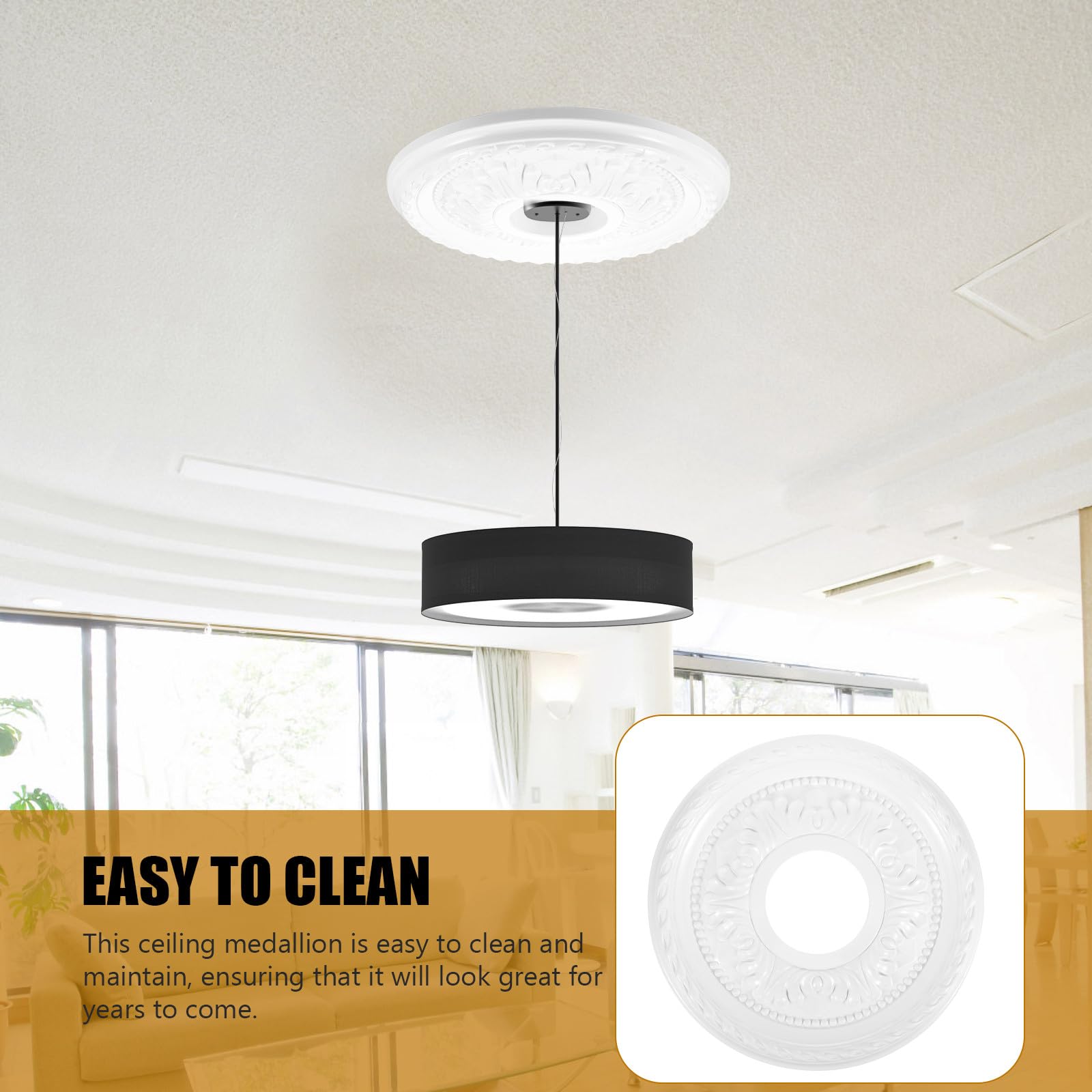 Medaglione da Soffitto Rotondo in PU per Lampadario e Ventilatore Medaglione Decorativo Tradizionale per Illuminazione Domestica Facile Installazione per Soggiorno e Camera da