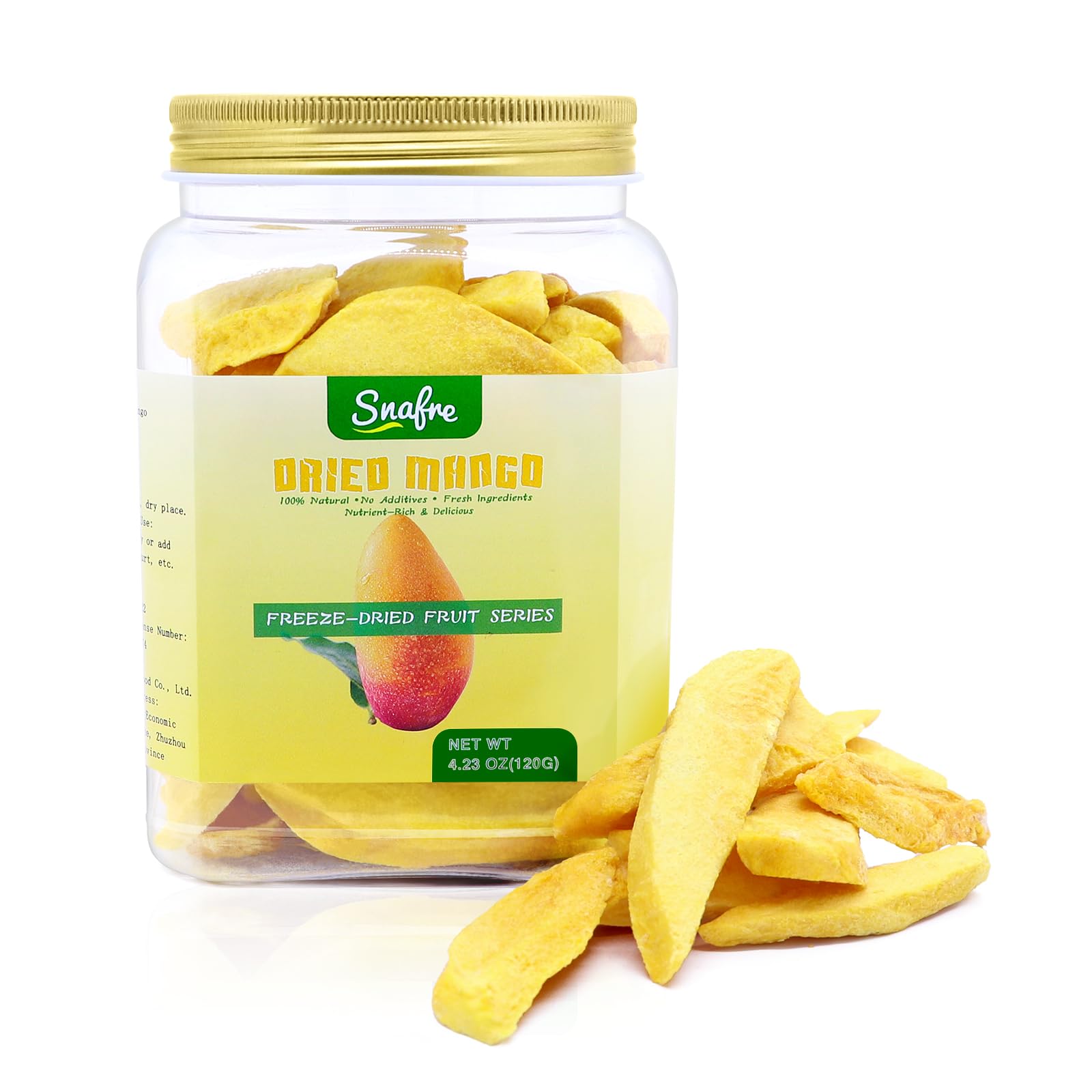 Freeze Dried Mango, 4.23OZ Freeze Dried Fruit, Mango Slices, No Add Sugar, Dried Mangoes, Fruit Snacks, Ideal for Infusing Drinks, Baked Goods and Water