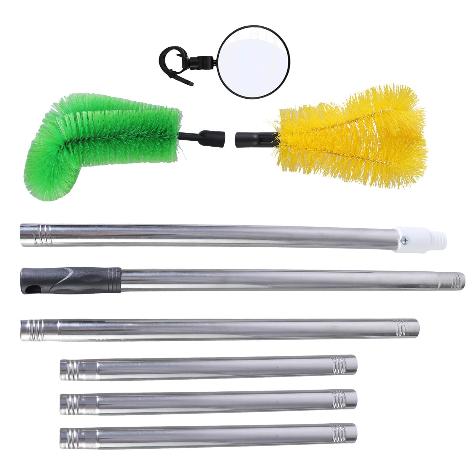 Hoolrzi Green And Yellow Gutter Cleaning Brush Extendable Dusters Telescopic Gutter Cleaner Debris Leaves Branches Remover Home Cleaning Tool Telescopic Cleaner