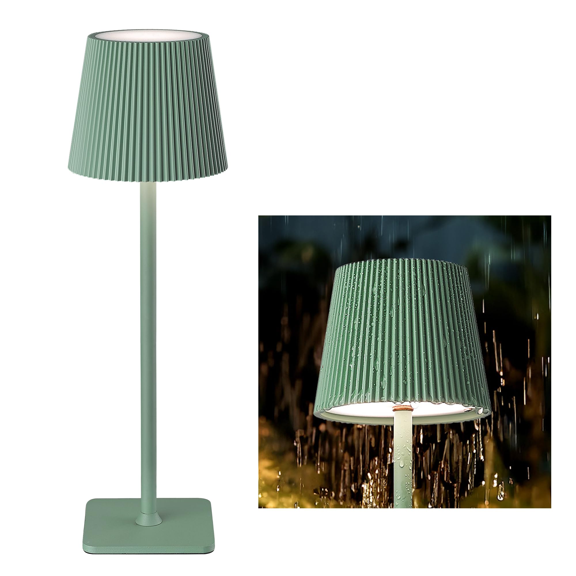 LuminexDesigns LED Tischlampe Kabellos mit 5200mAh Akku – Dimmbare Nachttischlampe mit langer Laufzeit, IP54 Wasserfest – Outdoor Lampe für Schlafzimmer, Büro, Garten, Deko, Grün