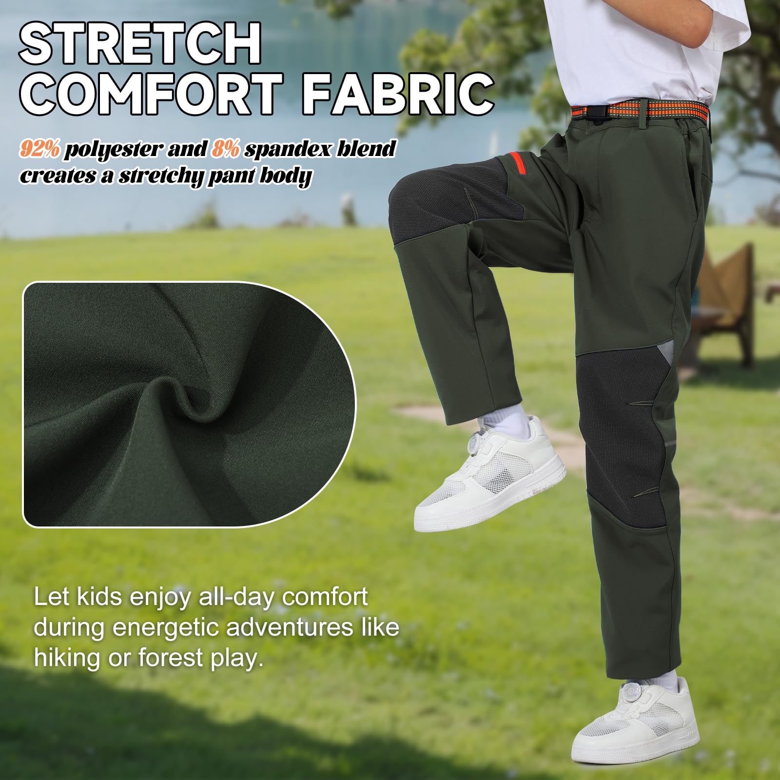 BWBIKE Pantalones de Invierno Cálidos a Prueba de Viento Forrados de Vellón, Pantalones Aislantes de Esquí de Caparazón Suave Repelentes al Agua con Cintura Expandible para Exteriores