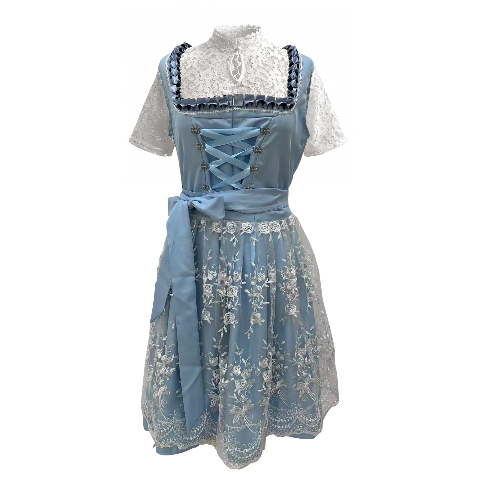 Generisch Oktoberfest-Kleidung Outfit mit Schürze Traditionelles Trachtenkleid für Damen Festliche Feier Elegante Verkleidung