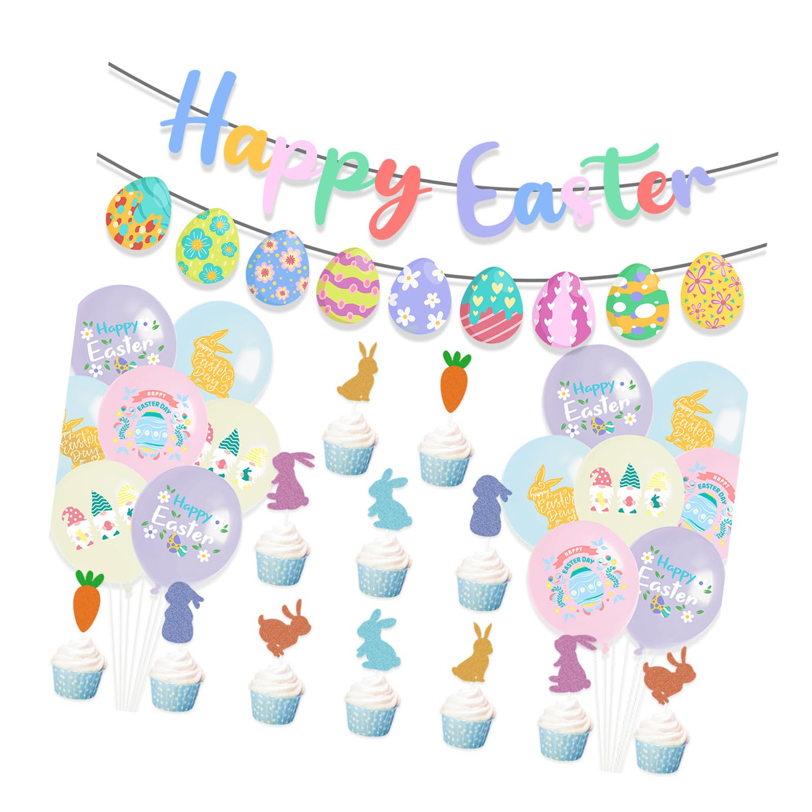 Tsophreniq Easters Cake Toppers Set Easters Banners Holiday Colorful Balloons Party Supplies Cake Decorations for Festival Festival Hanging Banners