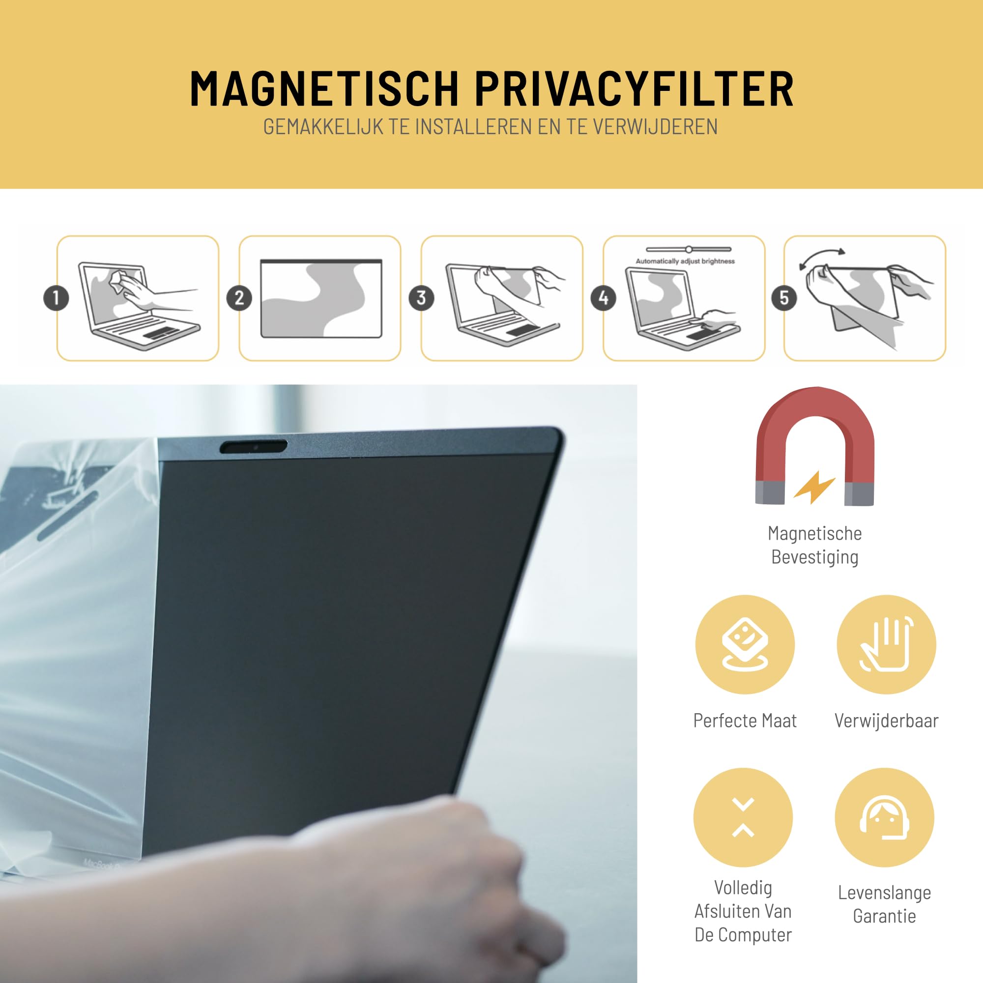 VistaProtect - Privacy Filter & Blauw Licht Filter. Screenprotector Beschermfolie voor Laptops (12.5 inches VistaProtect - Privacy Filter & Blauw Licht Filter. Screenprotector Beschermfolie voor Laptops (12.5 inches