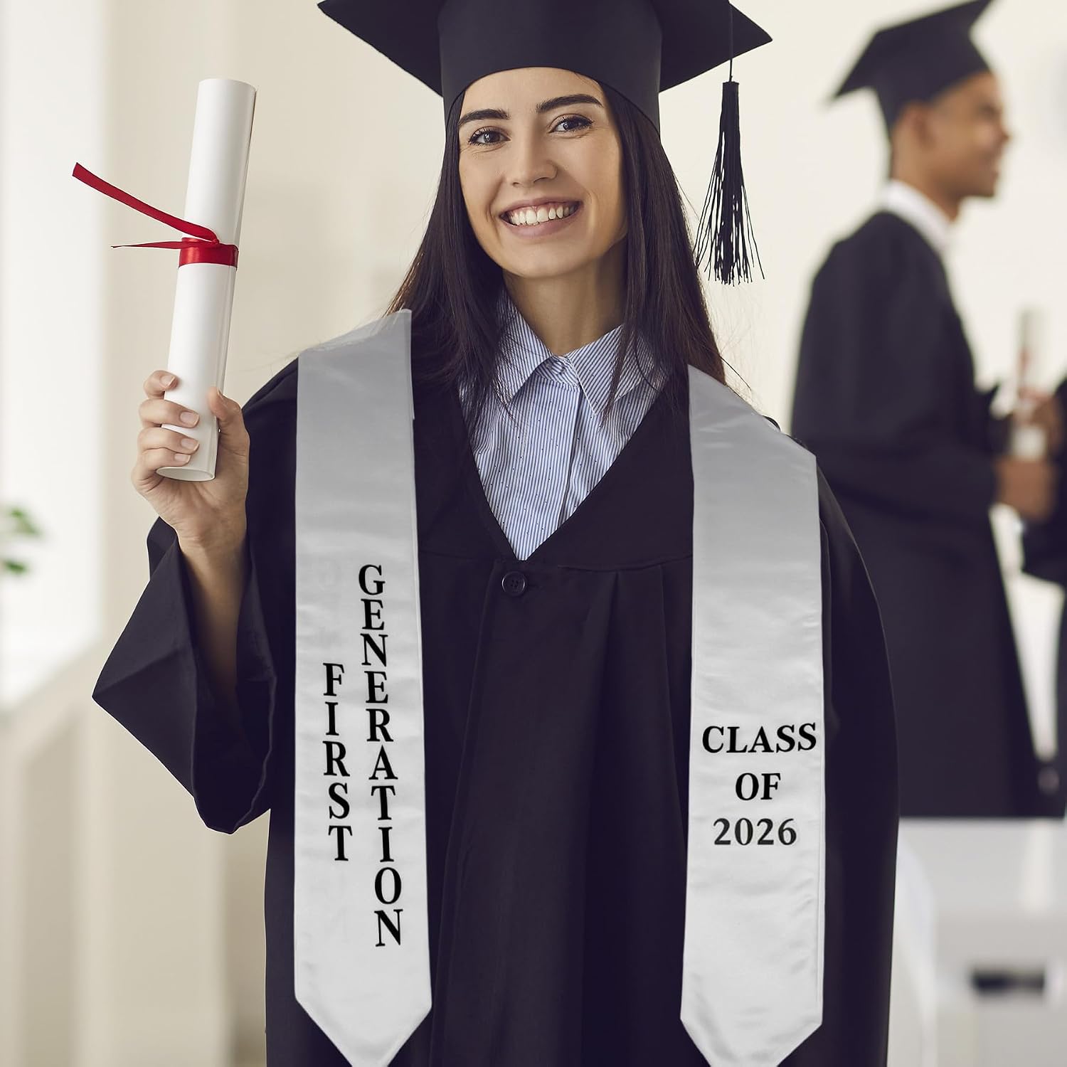 First Generation Graduation Stole White Satin Sash Class of 2026 Graduation Stole for College Graduates