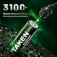 Vista 3 de Taken Rechargeable AA Batteries 3100mWh 24-Pack NiMH High Capacity, Double A Batteries Made Using 25% Recycled Content, Recharge up to 2000x Times