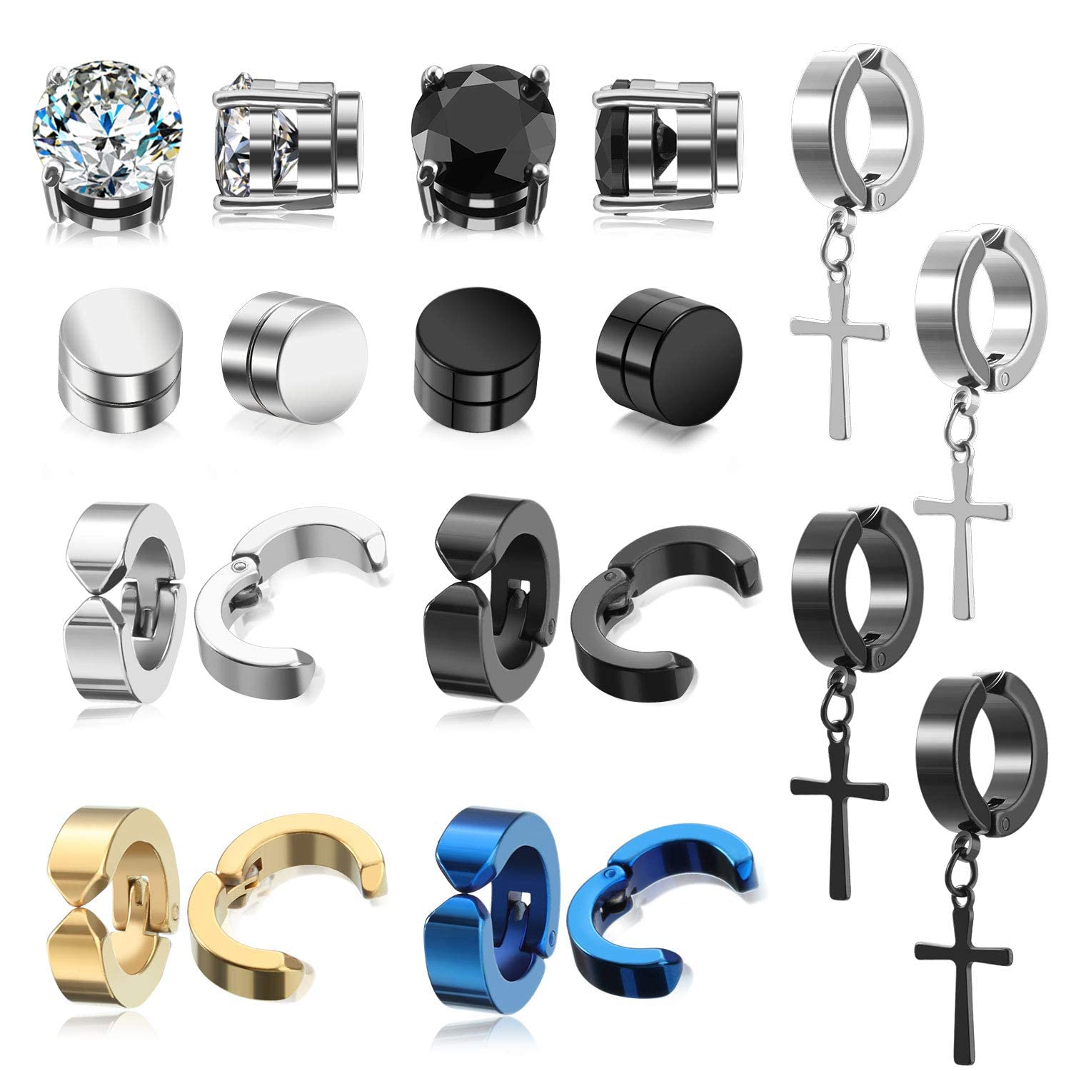 Stainless Steel Stud Earrings Set with Box