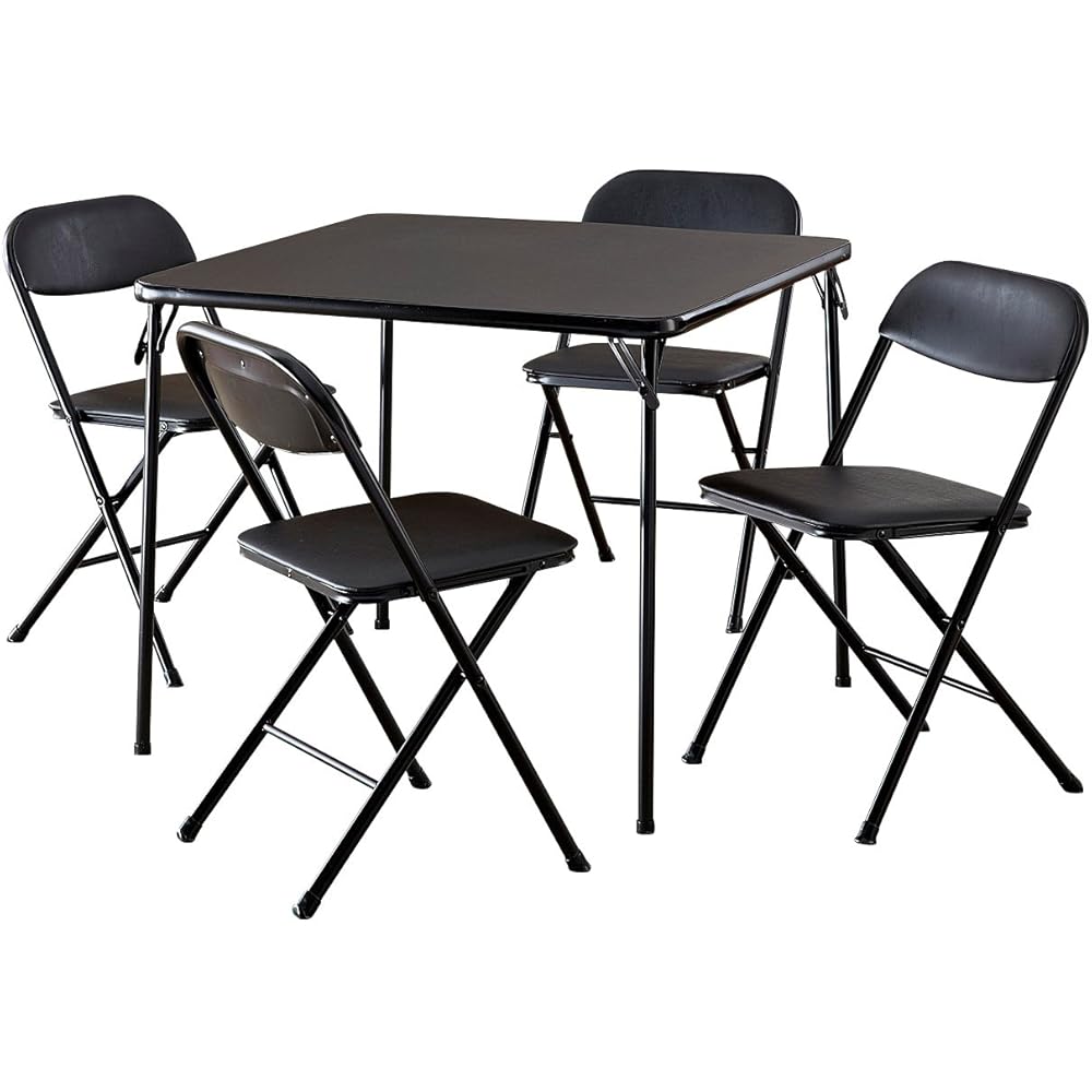 5Piece Card Table Set, Chair Seats with Comfortable Foam
