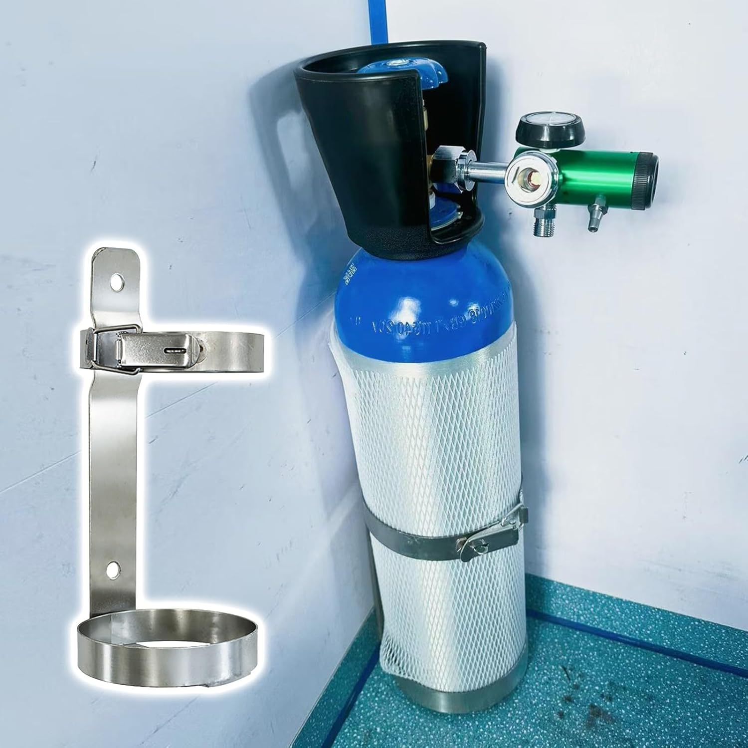CucCe Oxygen Tank Cart Holder Wall Mounted Propane Tank Holder，Lightweight Welding Gas Cylinder Bracket with Screws(Dia 11.5cm (4 1/2in))