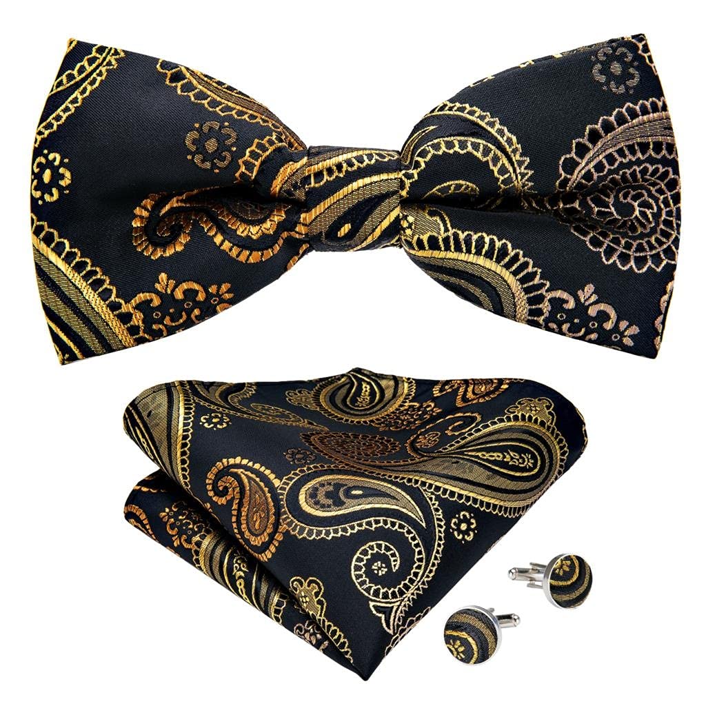 Conjunto de pajarita de Cachemira de oro azul a la moda, corbata para hombre para novio, corbata Gravata para matrimonio masculino, pajarita de mariposa para boda, conjunto de bolsillo a cuadros