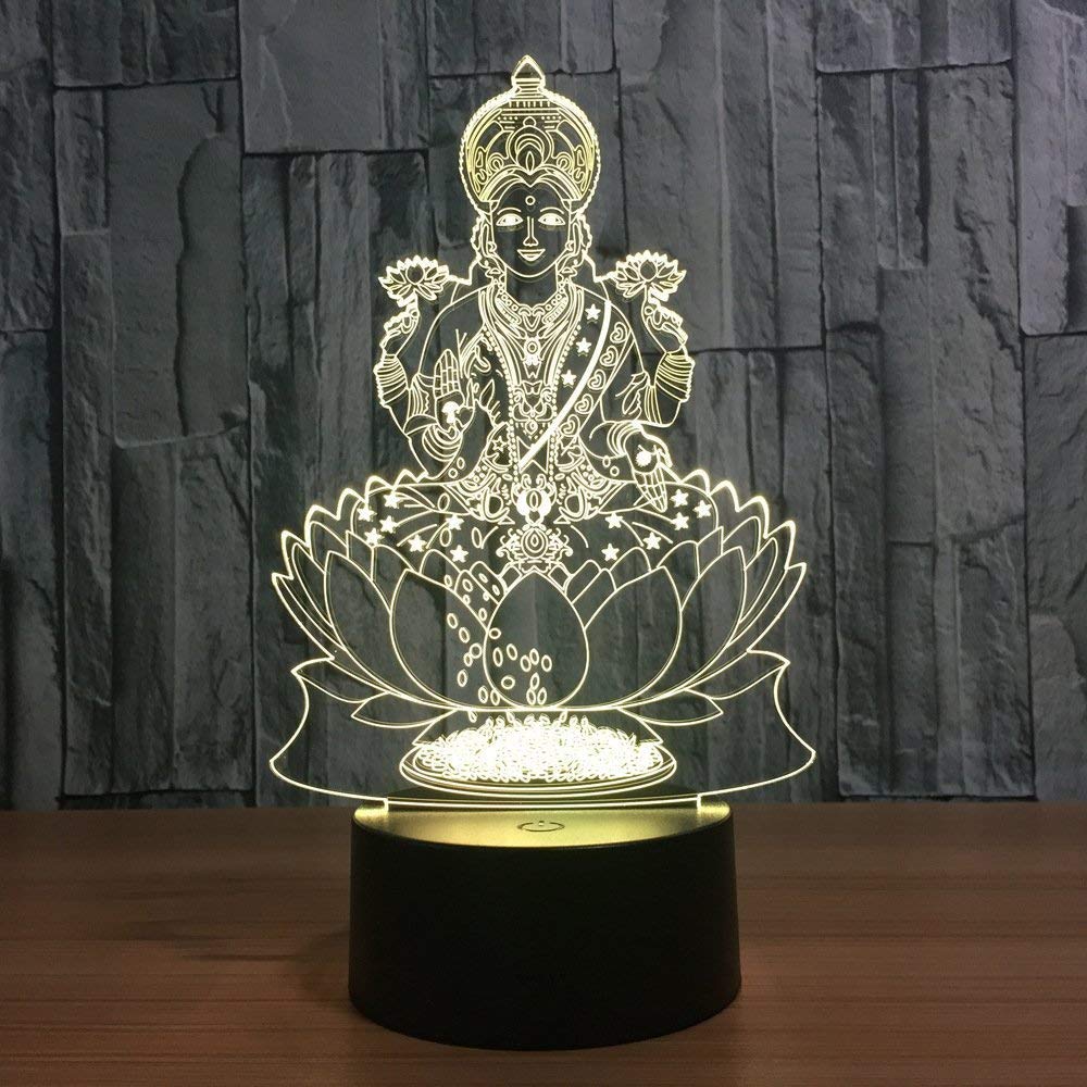 KJsdaADSA Illusion 3D Statue De Bouddha LED Lampe Lumières LED Décoration Lampes Touch Control 16 Couleurs Change Veilleuse USB Powered Enfants Cadeau Anniversaire
