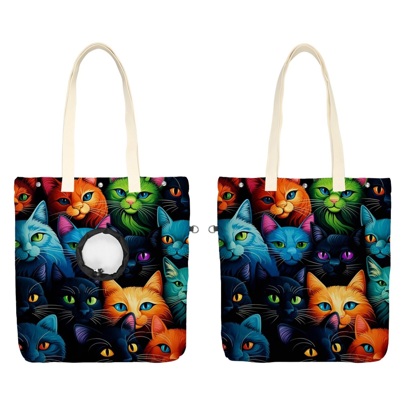 Pet Canvas Shoulder Bag Soft-Sided,Dog Purse Carrier for Small Dogs and Cats, Portable Pet Handbag with Adjustable Hole, Pet Washable Travel Tote Bag,Spring Cats R 19.3''x16.5''