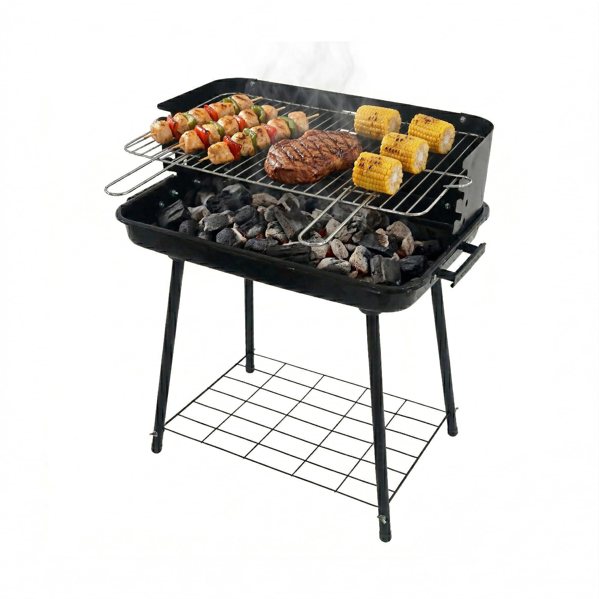 Amig - Barbecue a carbone - 67 x 40 x 82 cm - Nero - Fabbricata in Acciaio - Giardino e patio - per riunioni all'aperto con esperienza d'uso comoda e facilità di pulizia dopo ogni utilizzo. Mod. ORYX