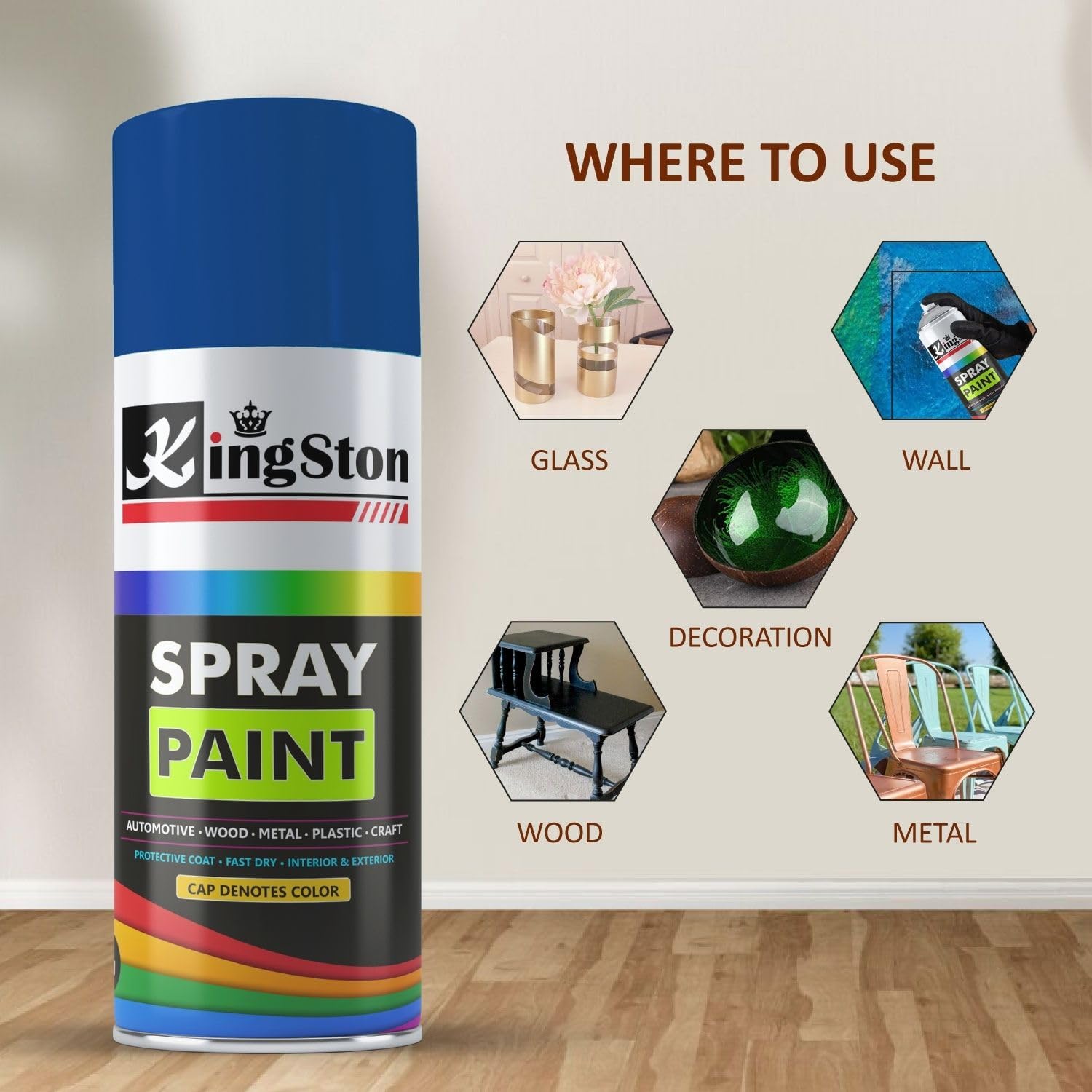 Kingston Acrylic Spray Paint for Metal, Wood, Wall & Plastic, Multi-Surface DIY Paint, Quick Dry, Smooth Finish, 400ml Can, Isuzu Blue, 1 Pc 1