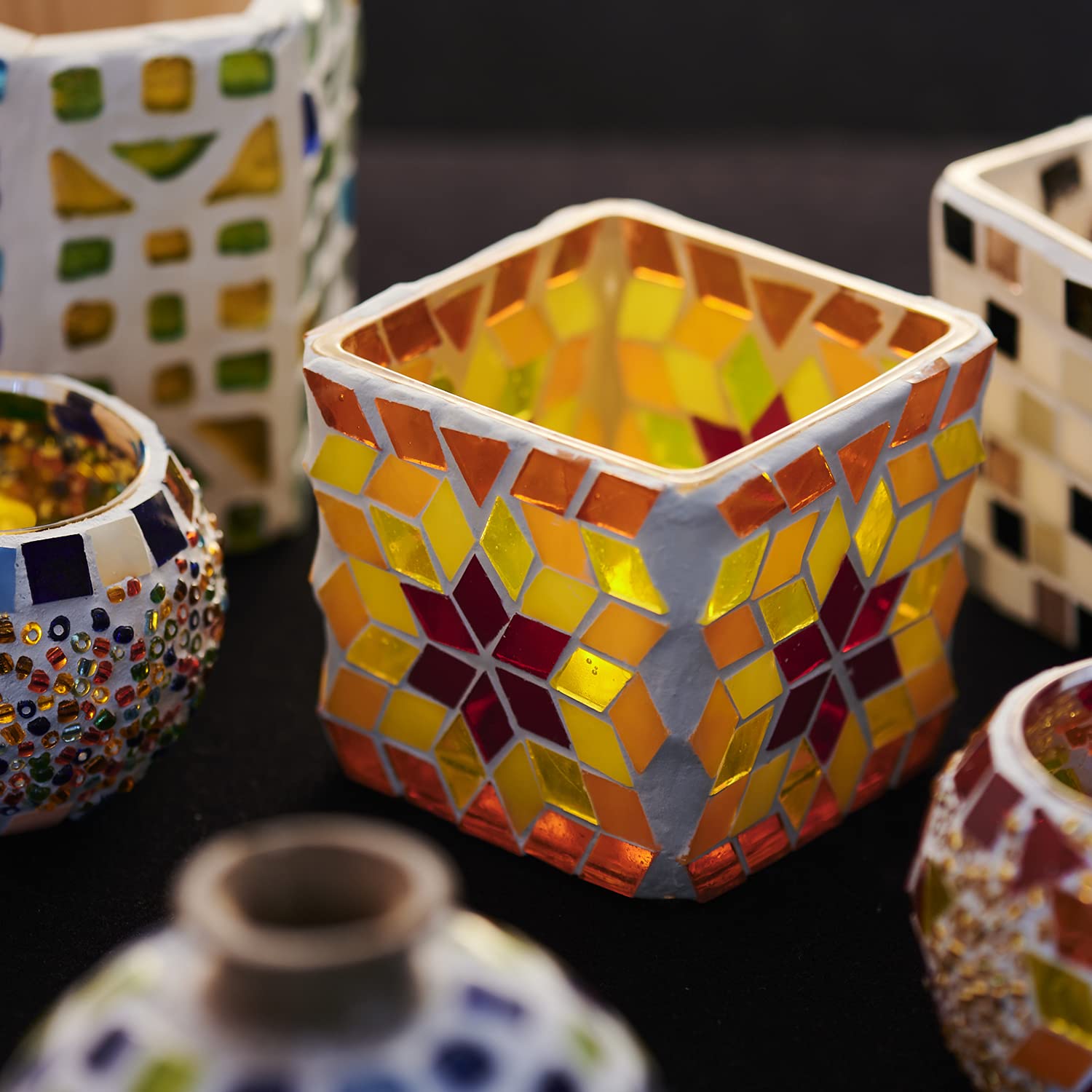 Amazon | 東京交易 ガラスモザイクアート ガラスパーツ 菱形 12