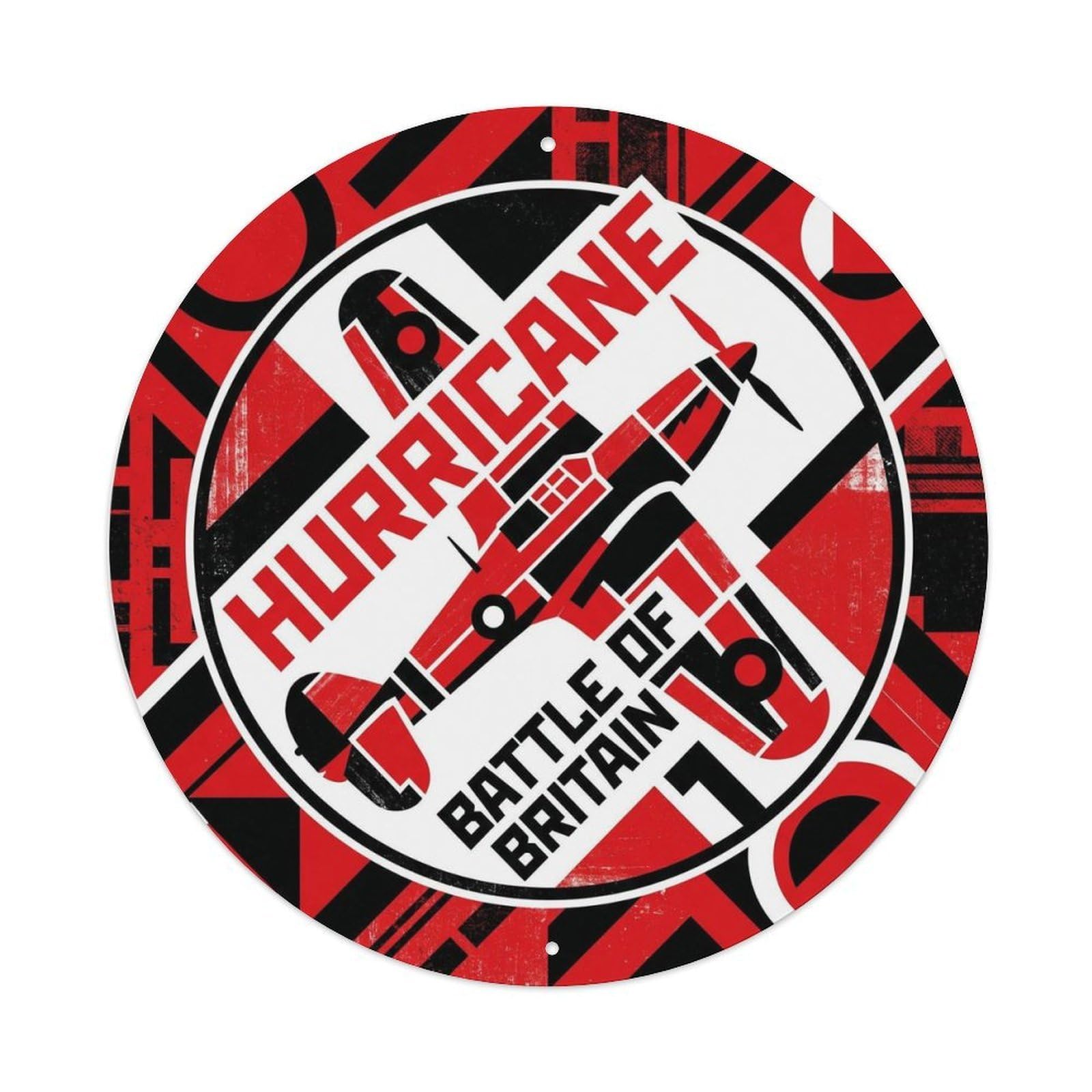 British WWII Military Hurricane Fighter Aircraft Retro Metal Tin Sign Plaque Wall Decor for Cafe, Man Cave, Club Bar, Office, Home Garden Round Metal Poster 8x8Inch