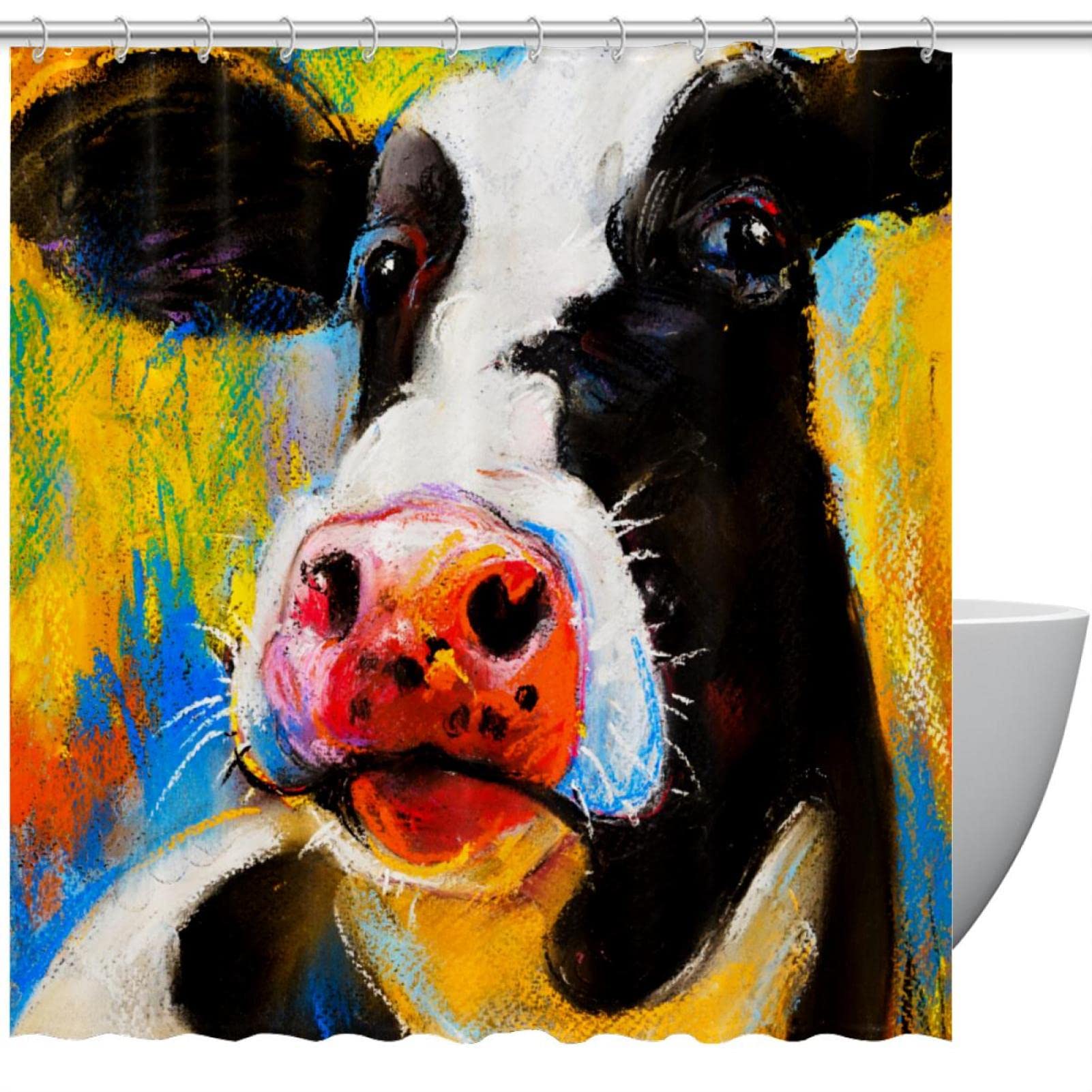 Rideau de douche imperméable motif vache pour éviter les projections d'eau au sol