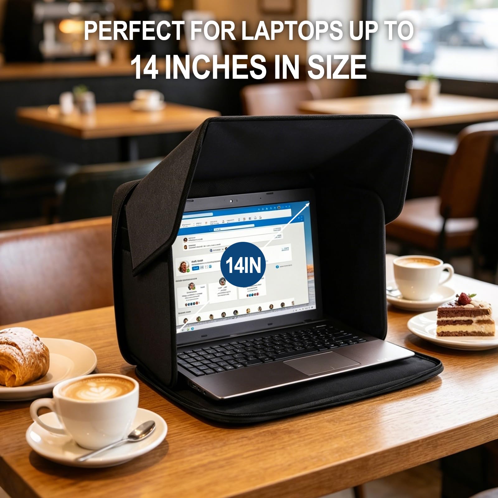 RANJIMA Protezione solare per computer portatile, pieghevole 2 in 1, protezione solare universale per computer portatile, parasole e protezione privacy per laptop da 12-16 pollici, per lavoro