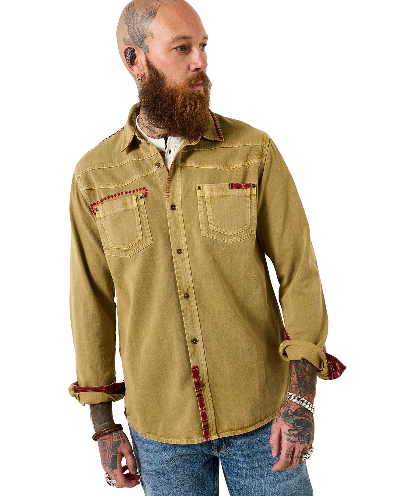 Joe Browns Men's Customised Western Inspired Shirt, Regular, Brown, UK M