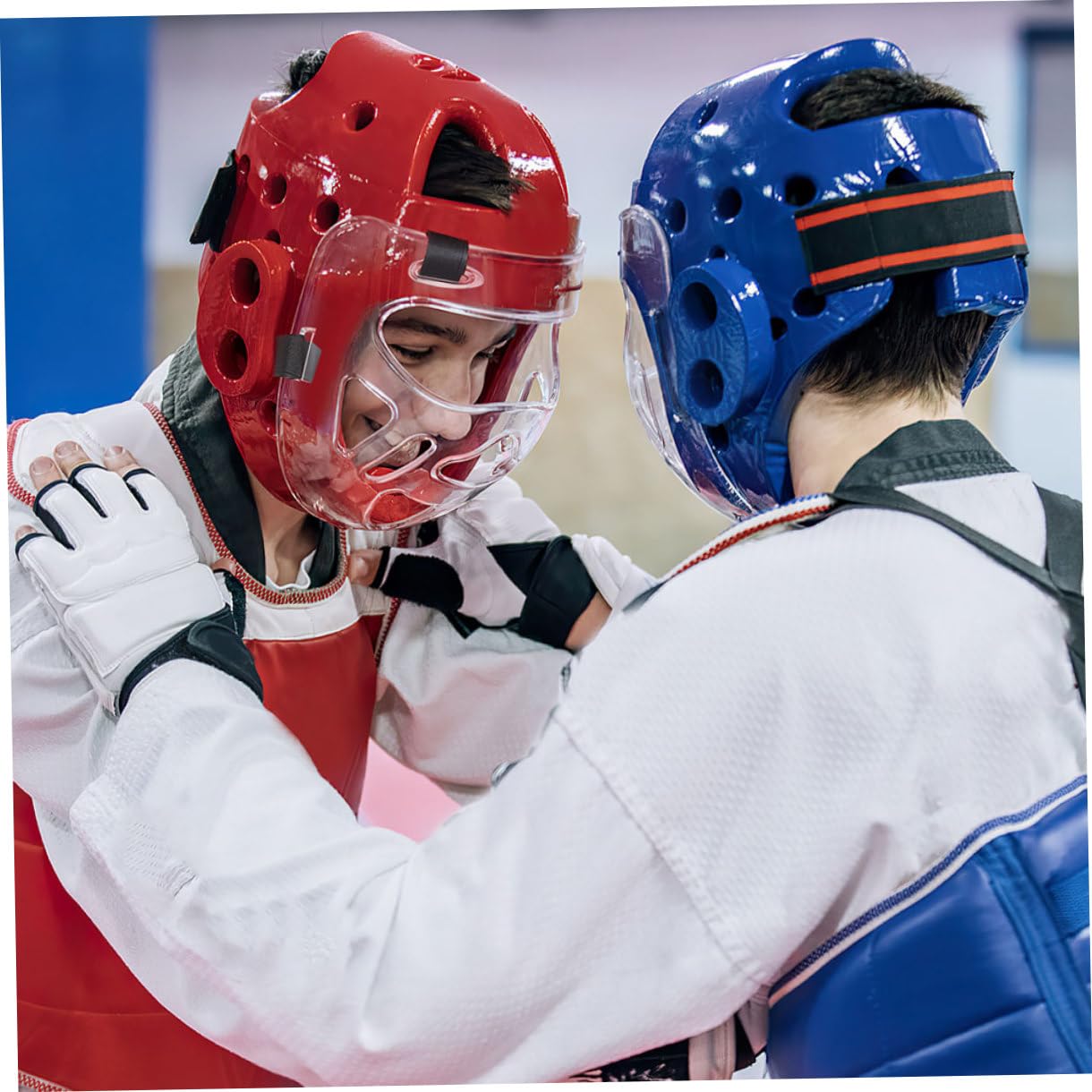 Yardwe Maschera Protettiva da Taekwondo 2 Pezzi in Plastica Temperata Leggera e Affidabile per Allenamento di Karate e Protezione Viso
