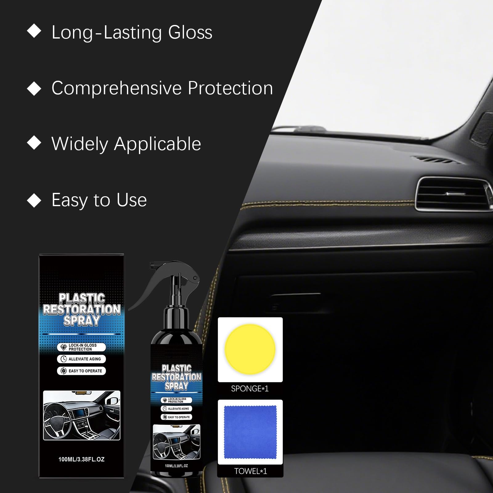 Advanced Black Trim Restorer Plastikowa renowacja z tworzywa sztucznego do użytku na zewnątrz wyblakłych i wewnętrznych tworzyw sztucznych do zderzaków, deski rozdzielczej i winylu, ochrona z