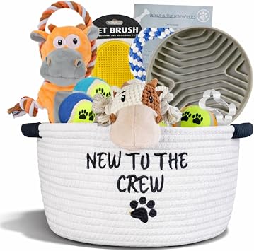 New Puppy Gift Basket - Premium Starter Kit and Dog Gift Basket with Dog Toys - Perfect Doggie Birthday Gifts and Puppy Necessities with Pet Toy Basket.