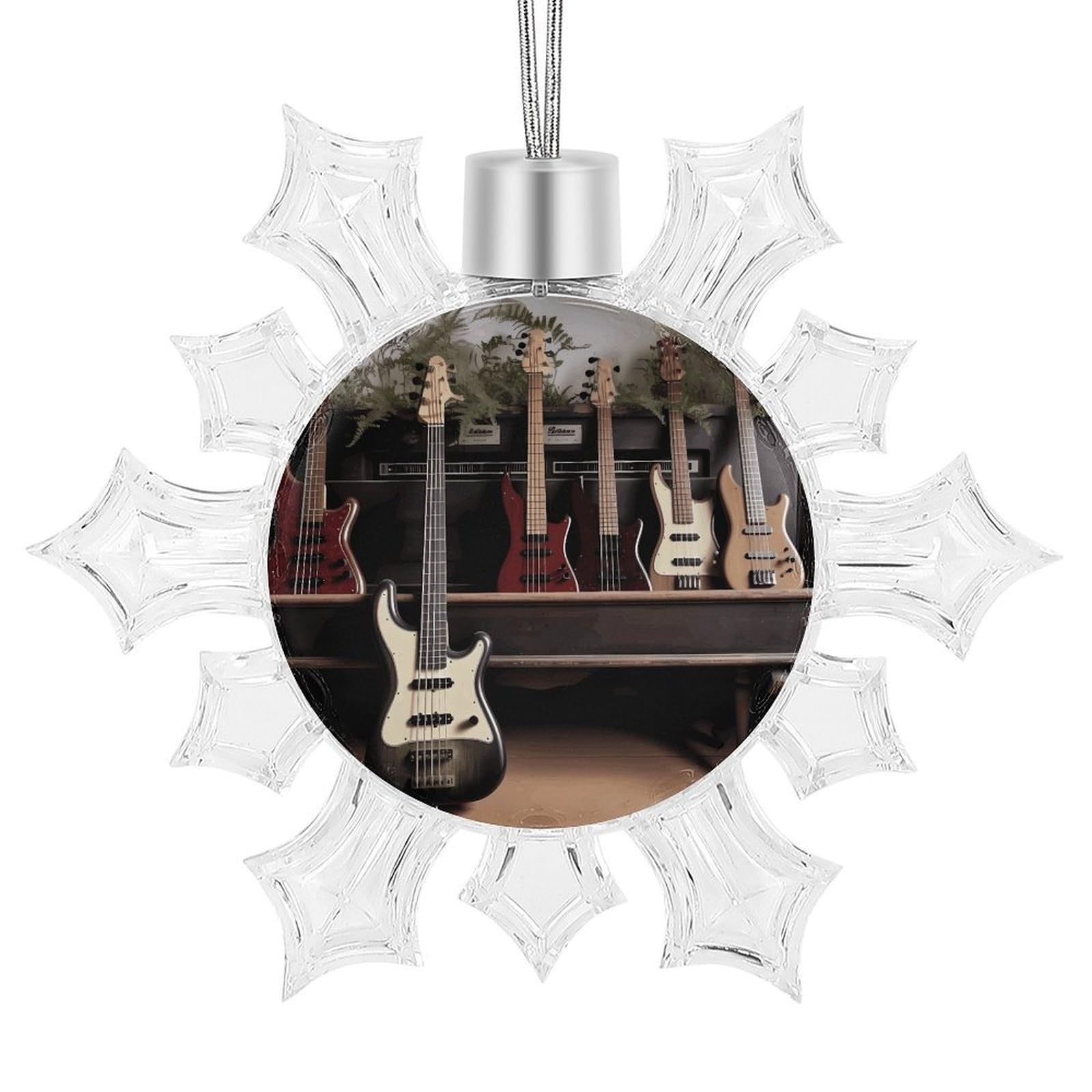 Guitar Bass Music Musical Instruments1 Snowflake Decorations, Winter Snowflake Ornaments Christmas Party Decorations Christmas Tree Decorations for Xmas Tree Winter New Year Party Supplies