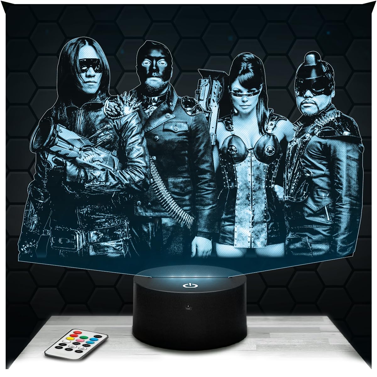 Lampephoto.fr - 3D Lamp Black E. Peas American Hip-Hop Group, Touch LED Night Light, 3D Hologram Effect, Christmas Birthday Gift Idea for Men and Women, Bedroom Decoration Object โ image 1