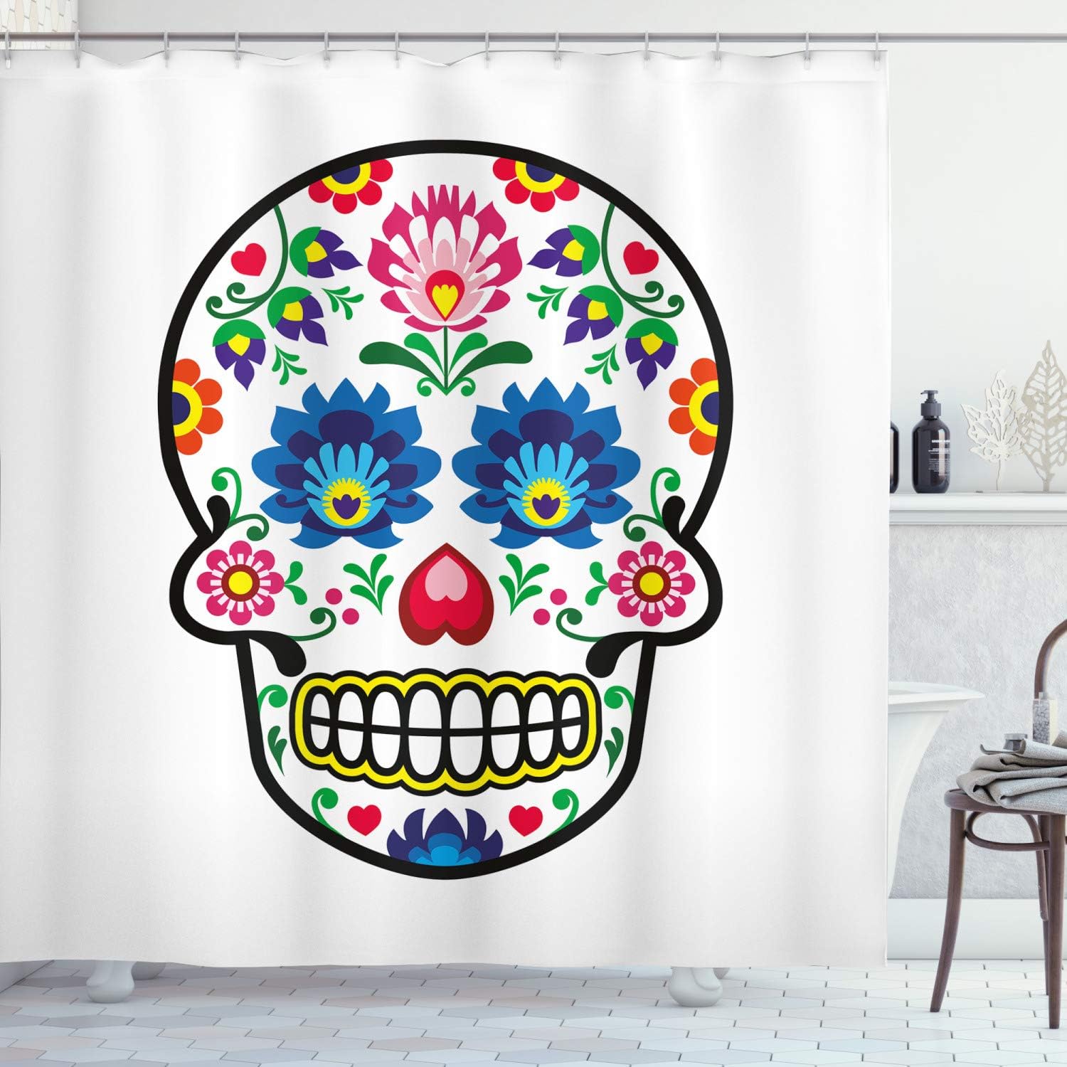 Amazoncom Ambesonne Sugar Skull Shower Curtain